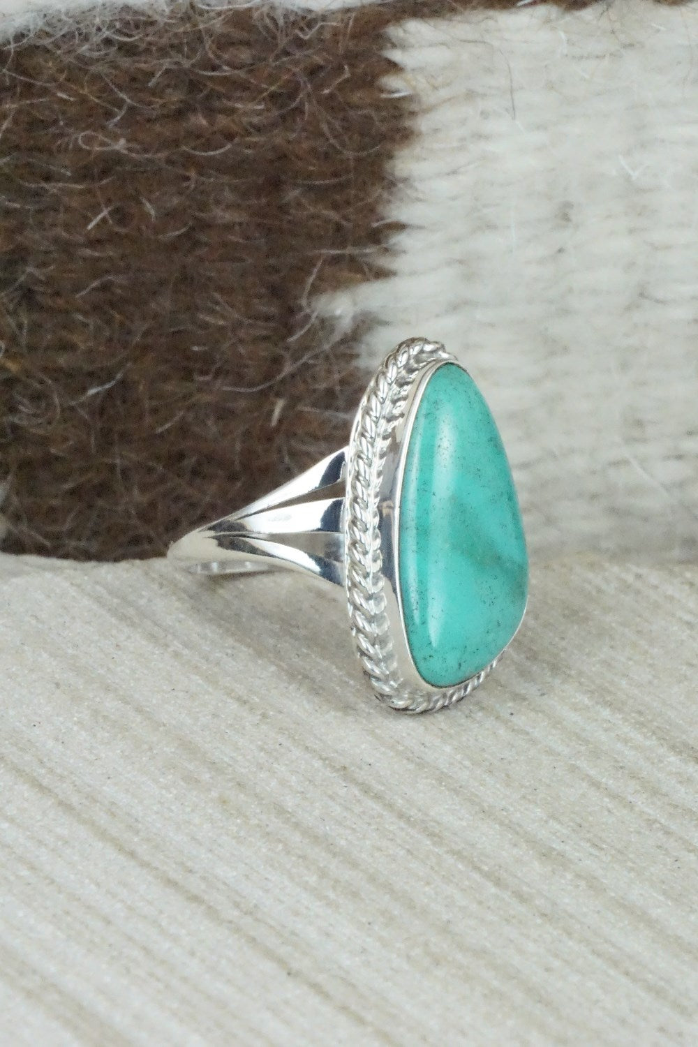Turquoise & Sterling Silver Ring - Mark Barney - Size 9