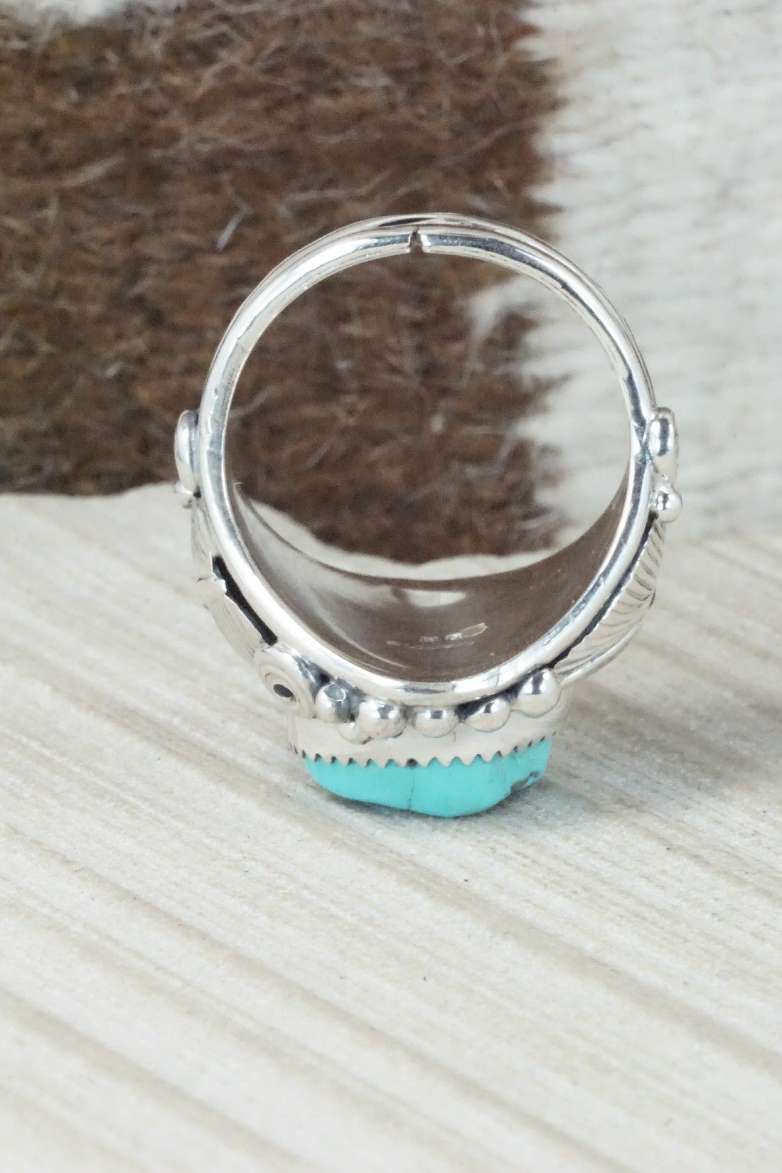 Turquoise & Sterling Silver Ring - Darrell Morgan - Size 14