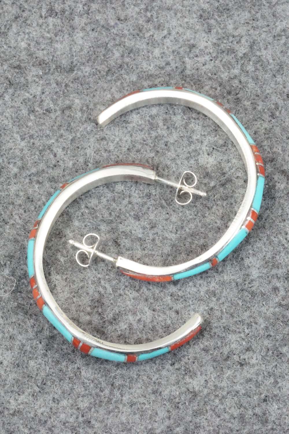 Turquoise, Coral & Sterling Silver Earrings - K Peina