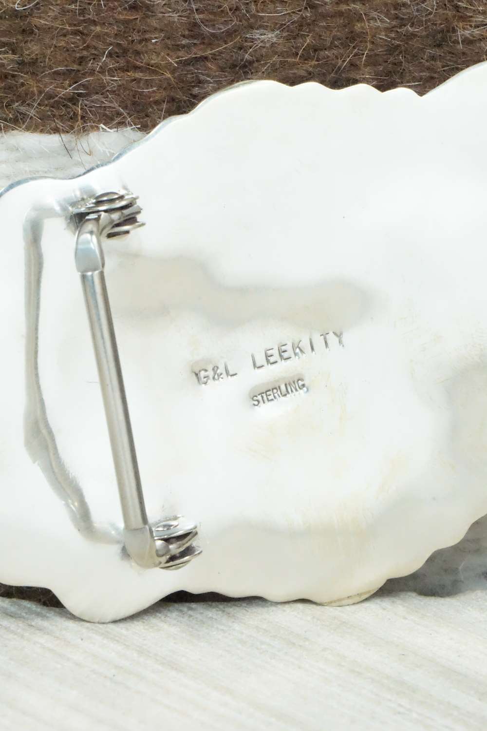 Turquoise & Sterling Silver Belt Buckle - George Leekity