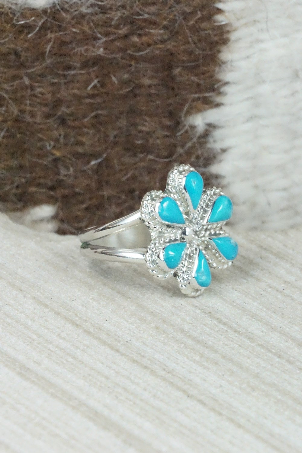 Turquoise & Sterling Silver Ring - Gina Dosedo - Size 7.5
