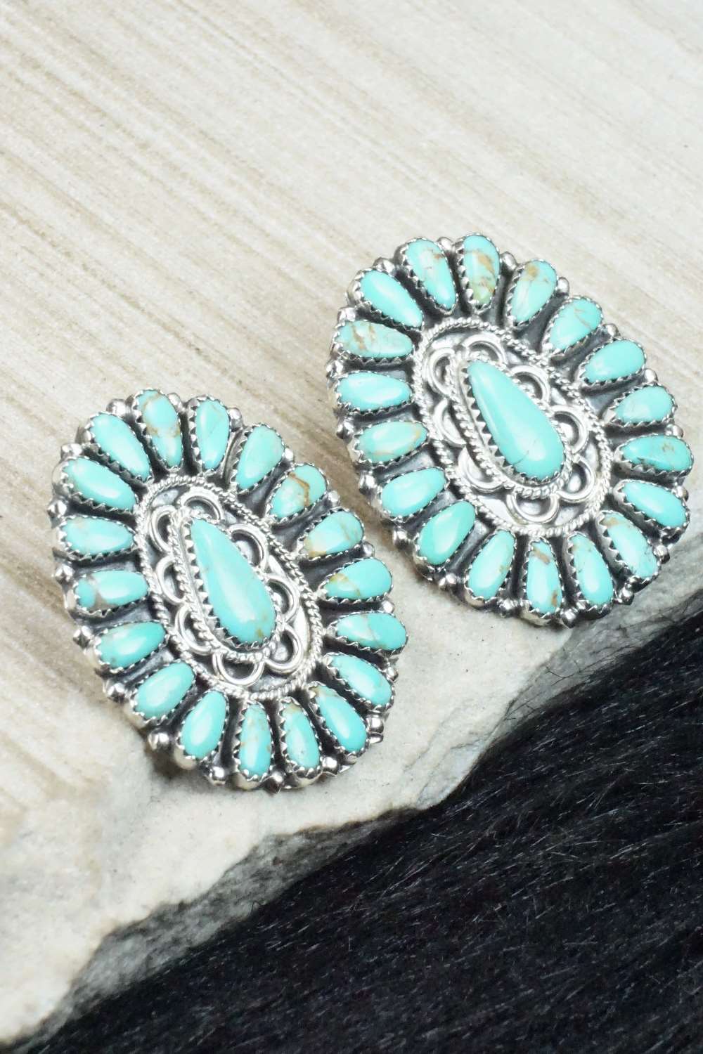Turquoise & Sterling Silver Earrings - Zeita Begay
