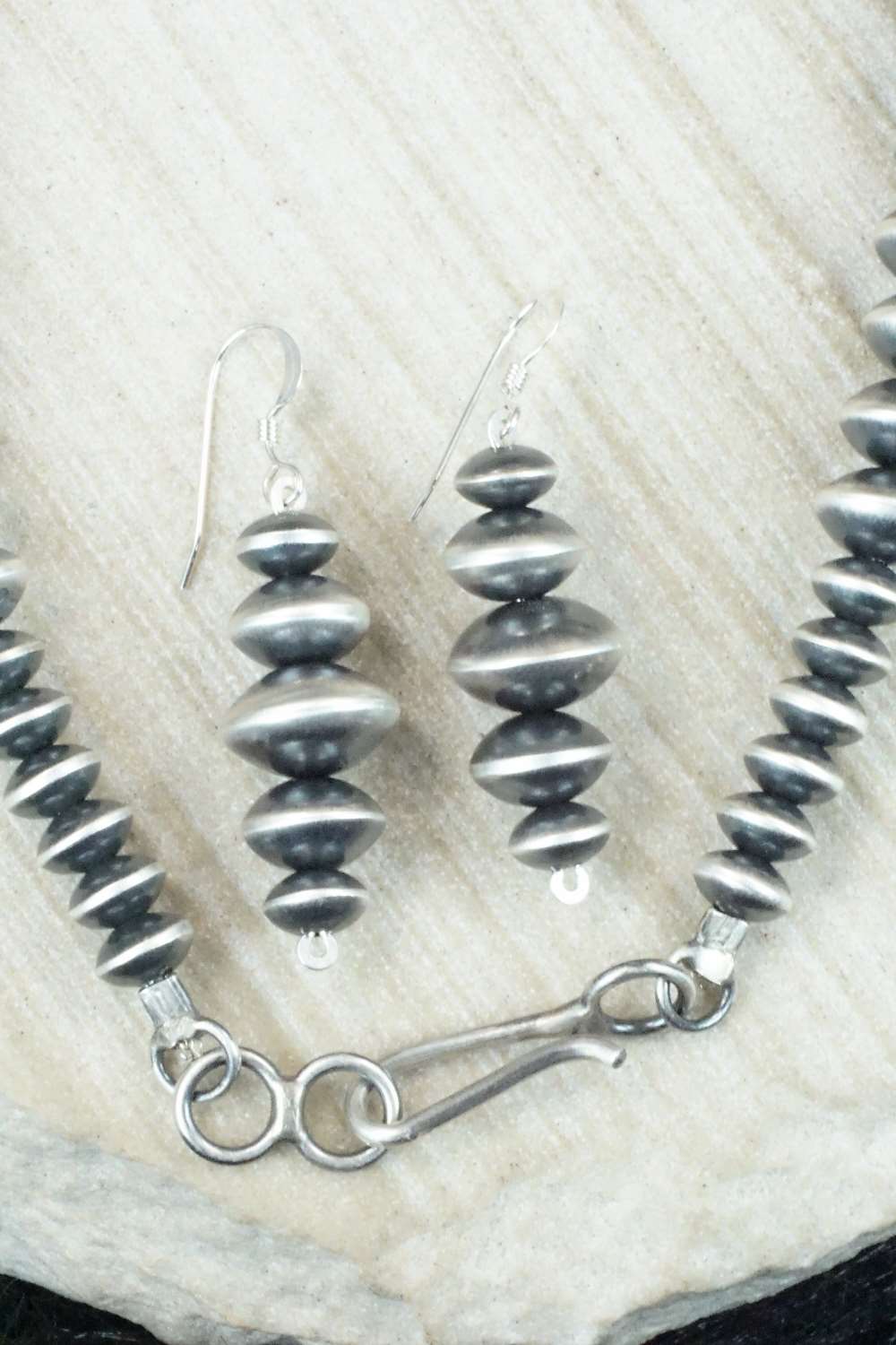 Sterling Silver Navajo Pearl Necklace & Earrings - Preston Haley