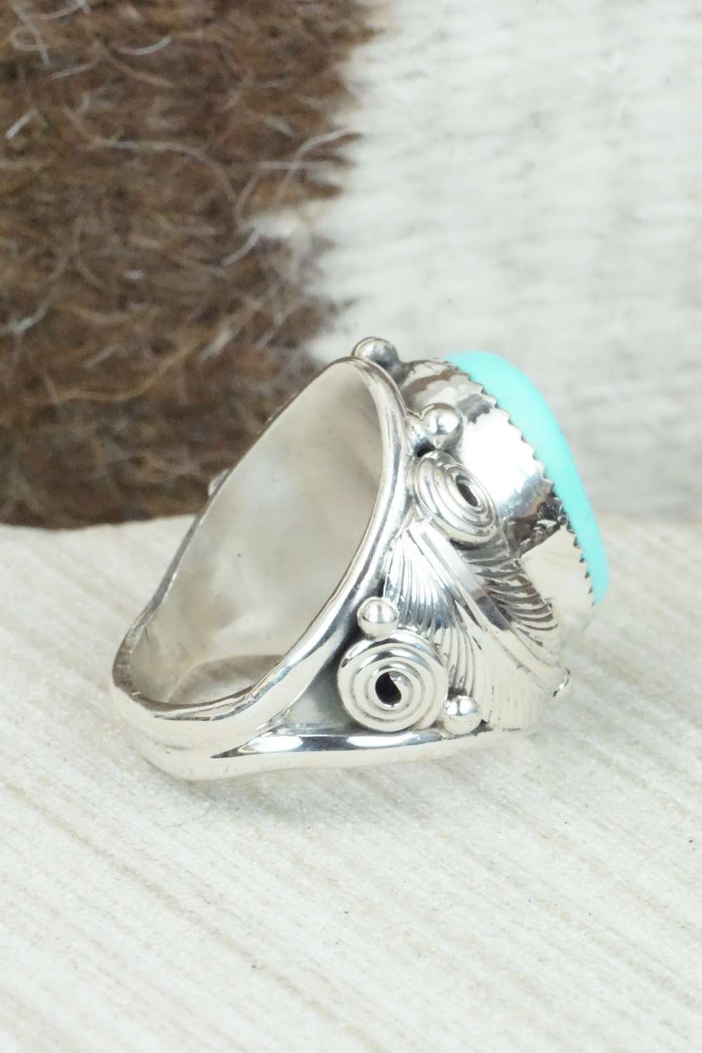 Turquoise & Sterling Silver Ring - Darrell Morgan - Size 9.25