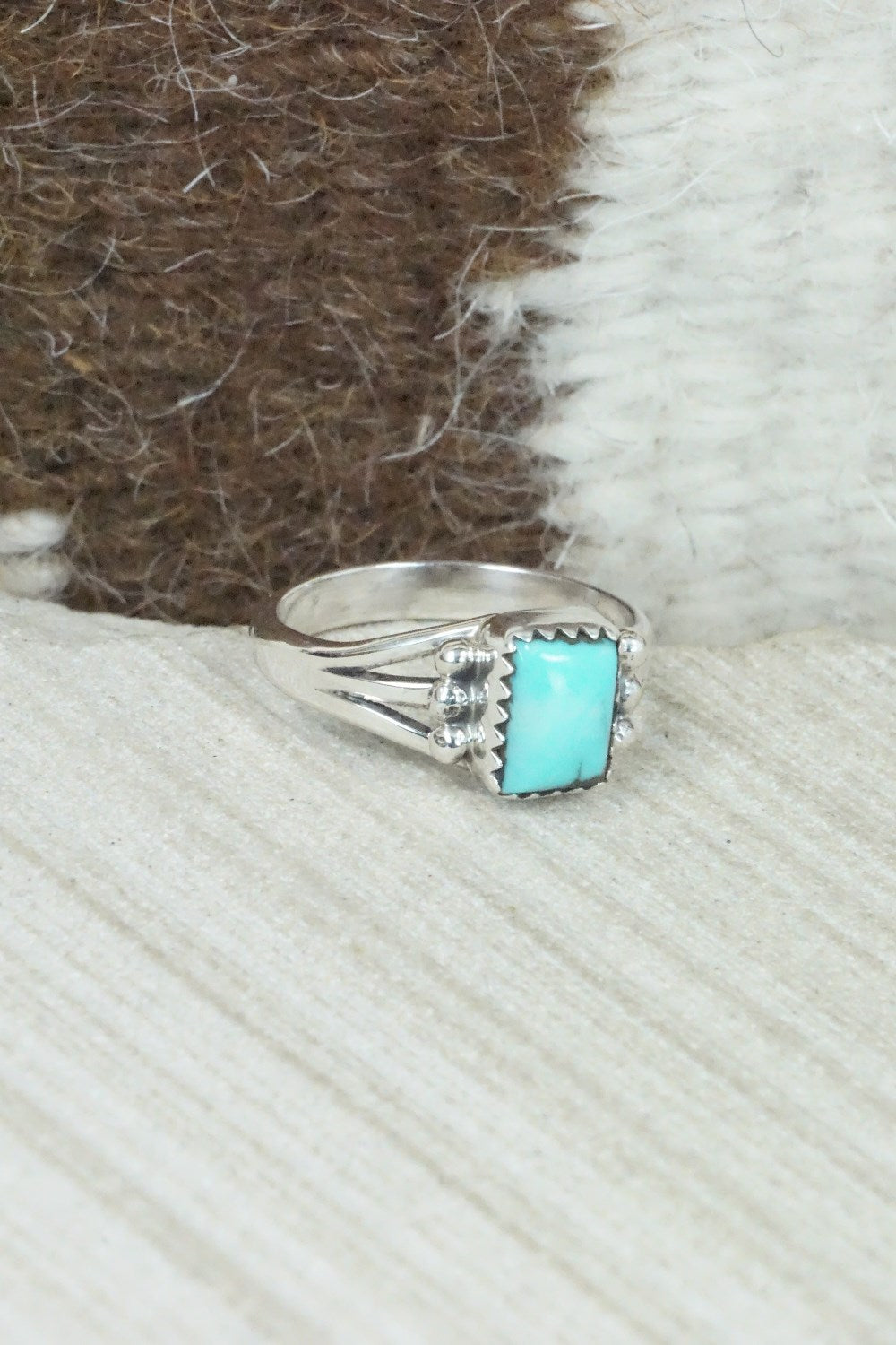 Turquoise & Sterling Silver Ring - Alice Rose Saunders - Size 7.75