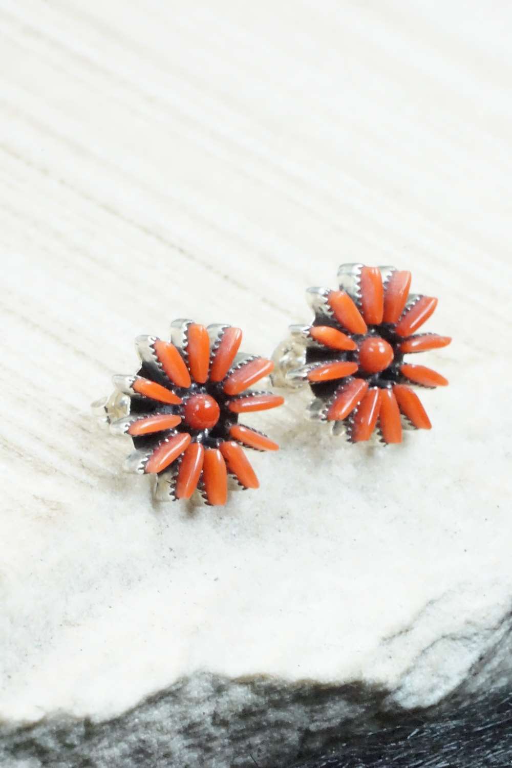 Coral & Sterling Silver Earrings - Mildred Ukestine