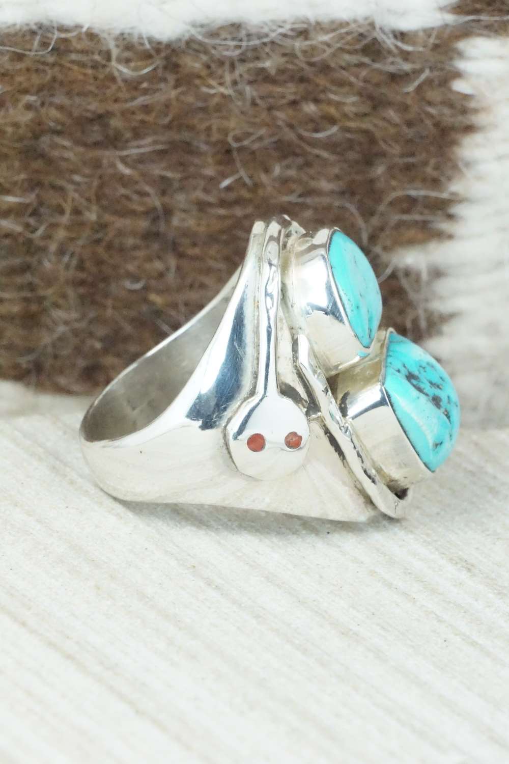 Turquoise & Sterling Silver Ring - Jude Candelaria - Size 10