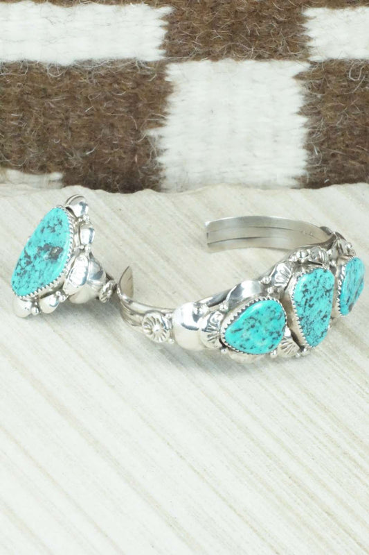 Turquoise and Sterling Silver Bracelet & Ring Set - Clem Nalwood - Size 7