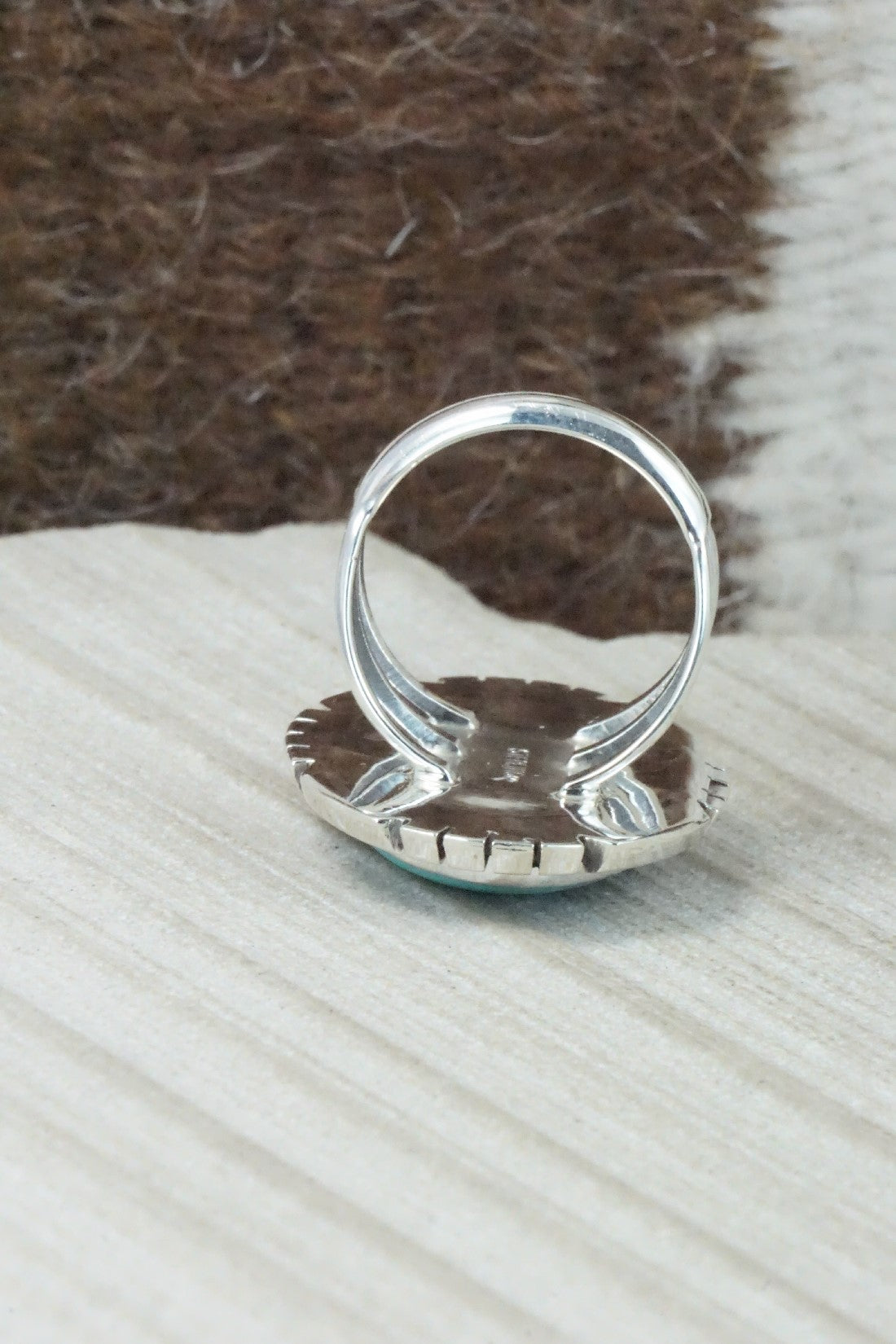 Turquoise & Sterling Silver Ring - Samuel Yellowhair - Size 7.25