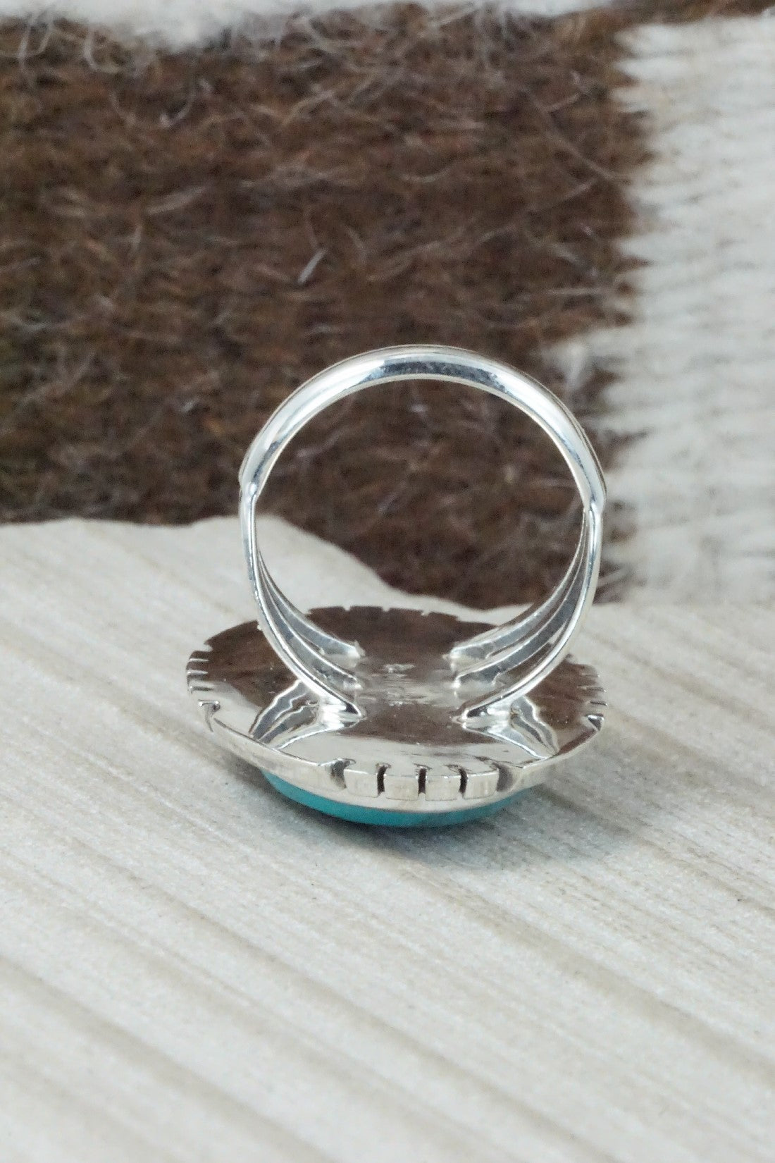 Turquoise & Sterling Silver Ring - Samuel Yellowhair - Size 9.5