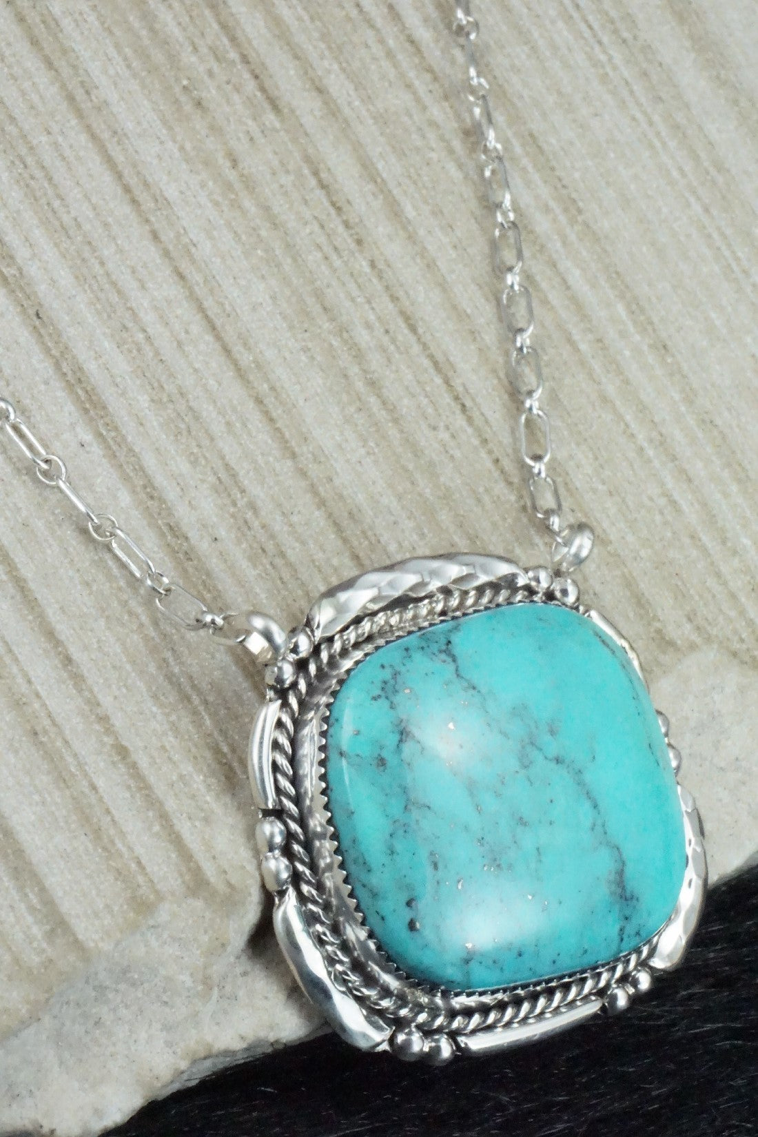 Turquoise & Sterling Silver Necklace - Kenny Calavaza