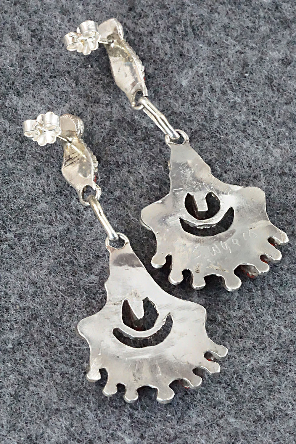 Coral & Sterling Silver Earrings - Bernadette Wyaco