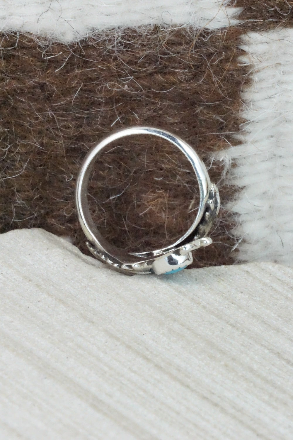Turquoise & Sterling Silver Ring - Etta Belin - Size 7.75