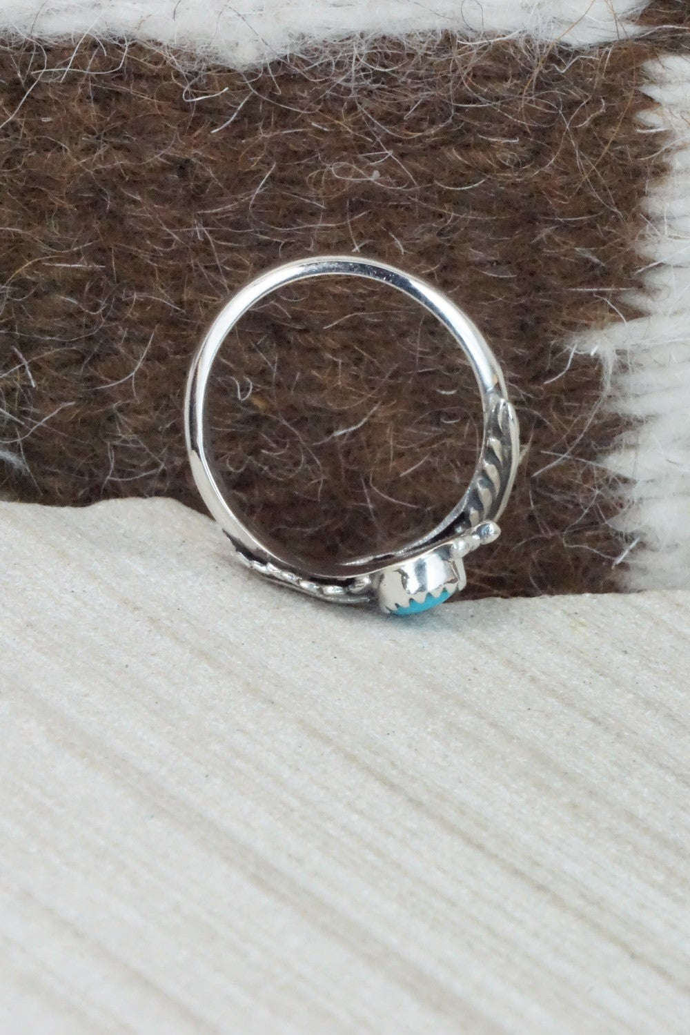 Turquoise & Sterling Silver Ring - Etta Belin - Size 8.5