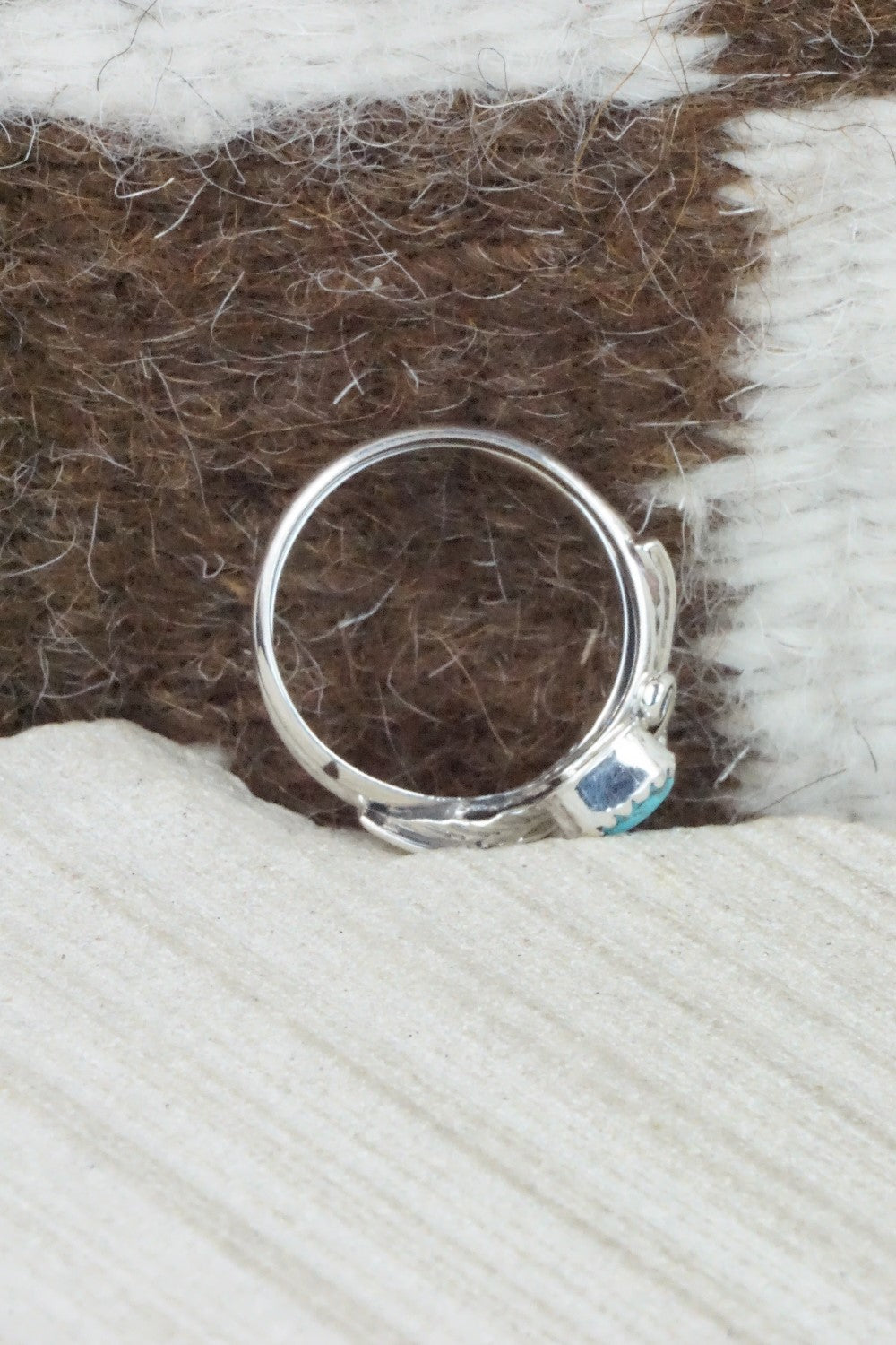 Turquoise & Sterling Silver Ring - Etta Belin - Size 8.25