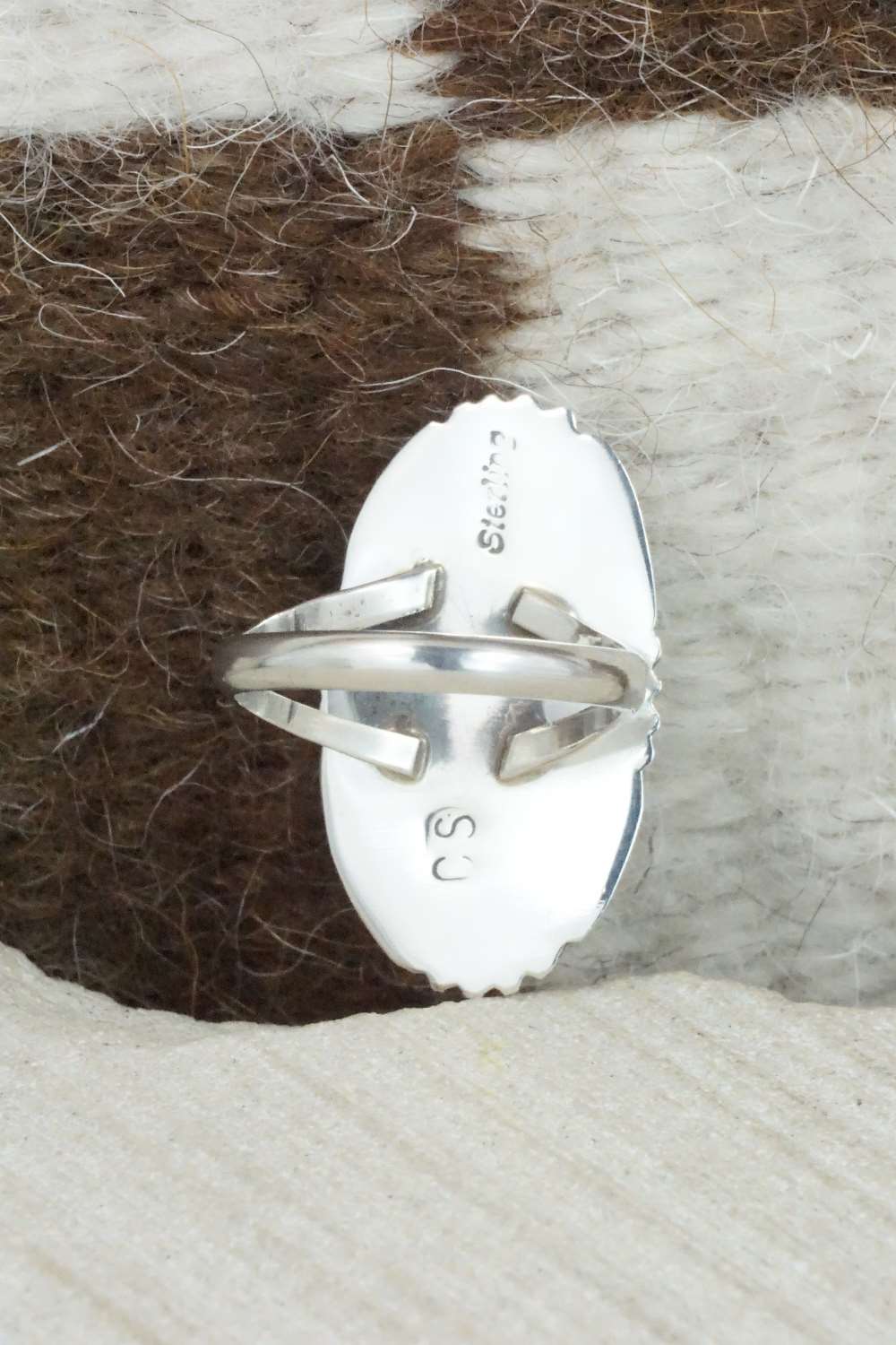 Turquoise & Sterling Silver Ring - Cecil Saunders - Size 6.25
