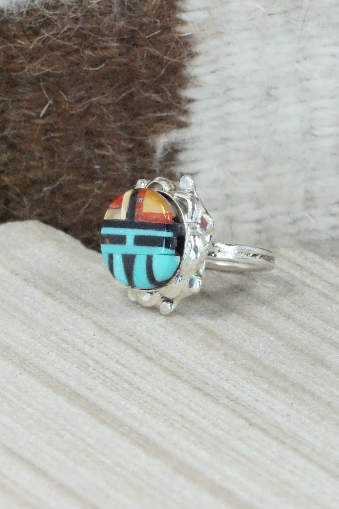 Multi Stone & Sterling Silver Ring - Andrew Dewa - Size 5.5