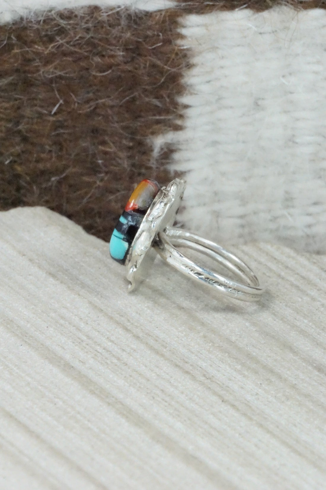 Multi Stone & Sterling Silver Ring - Andrew Dewa - Size 5.5