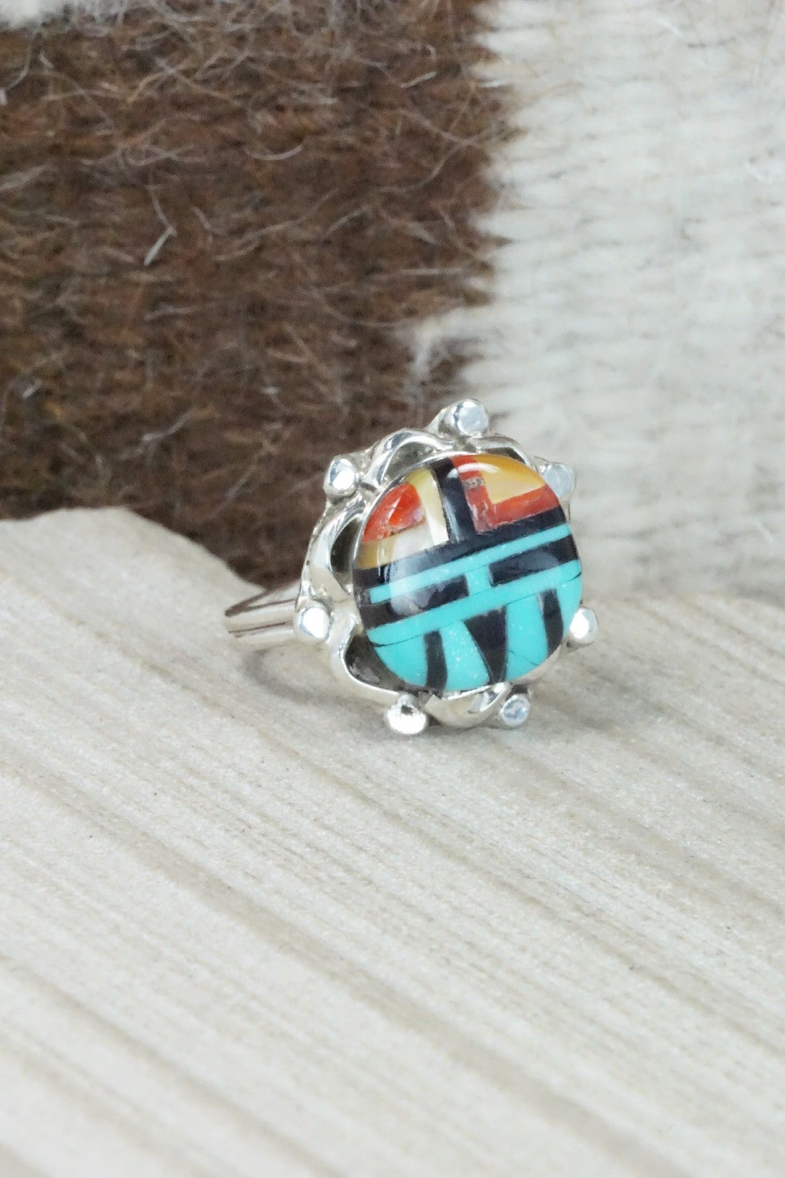Multi Stone & Sterling Silver Ring - Andrew Dewa - Size 5.5