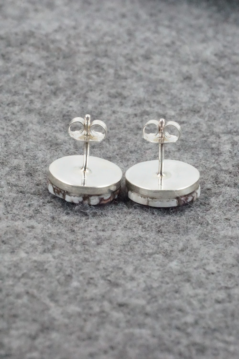 Wild Horse & Sterling Silver Inlay Earrings - Johnson Laweka