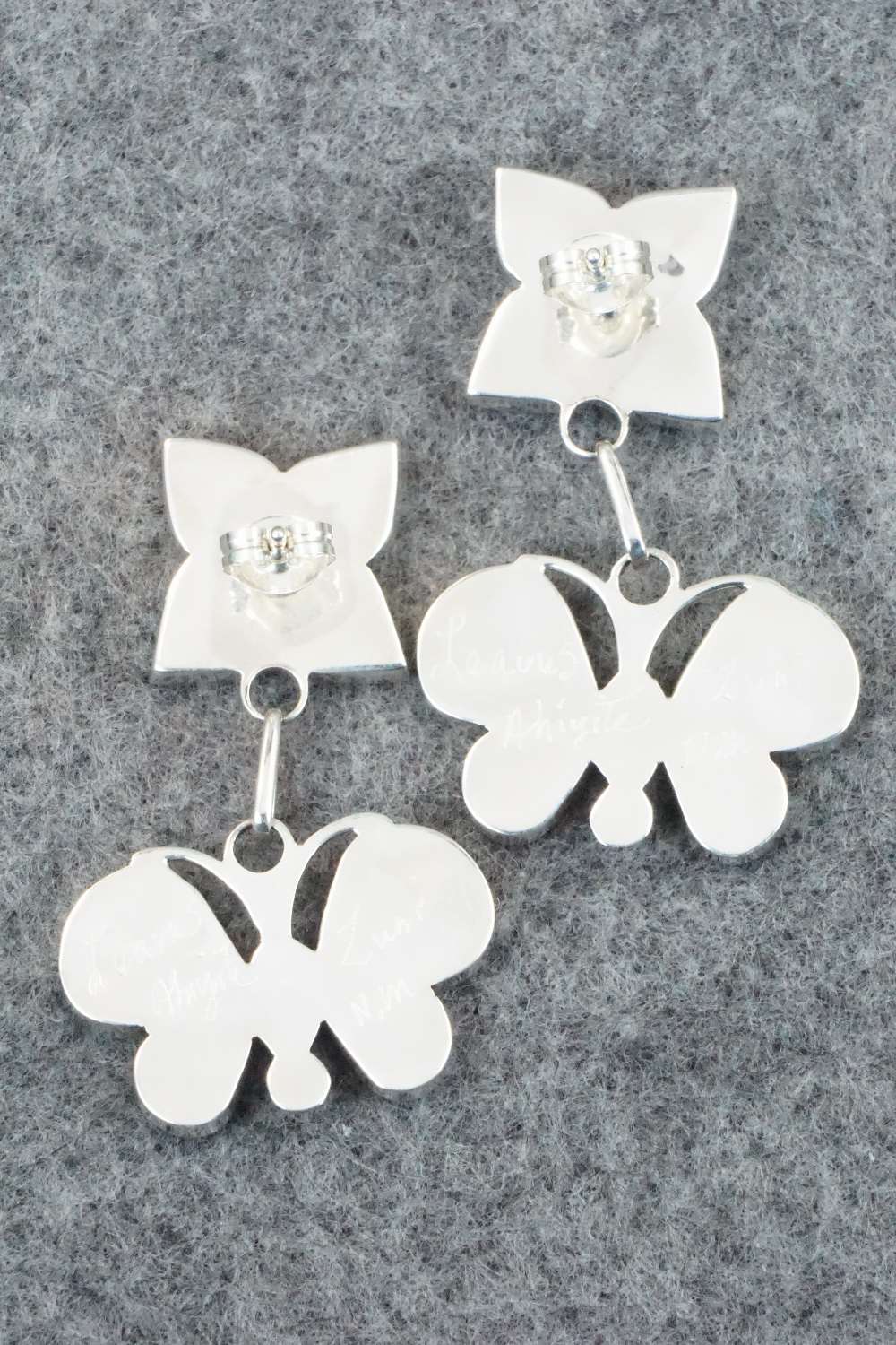 Multi Stone Inlay & Sterling Silver Earrings - Leavus Ahiyite