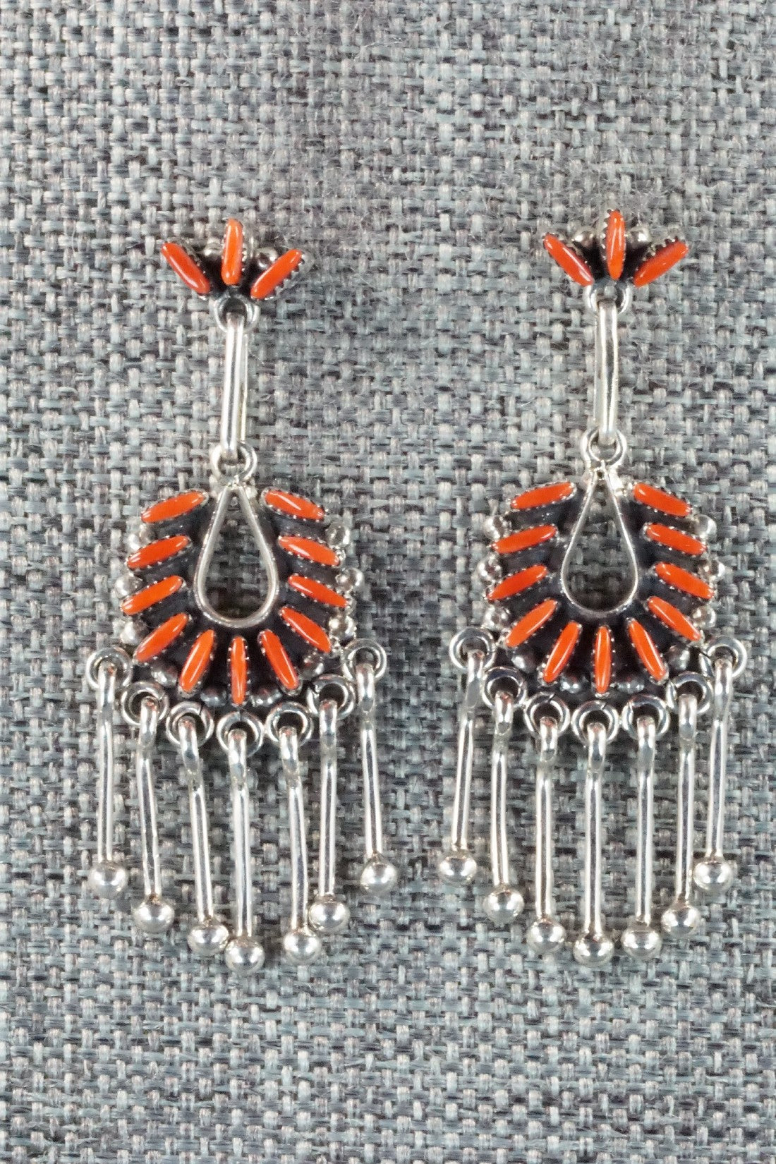 Coral & Sterling Silver Earrings - Mildred Ukestine