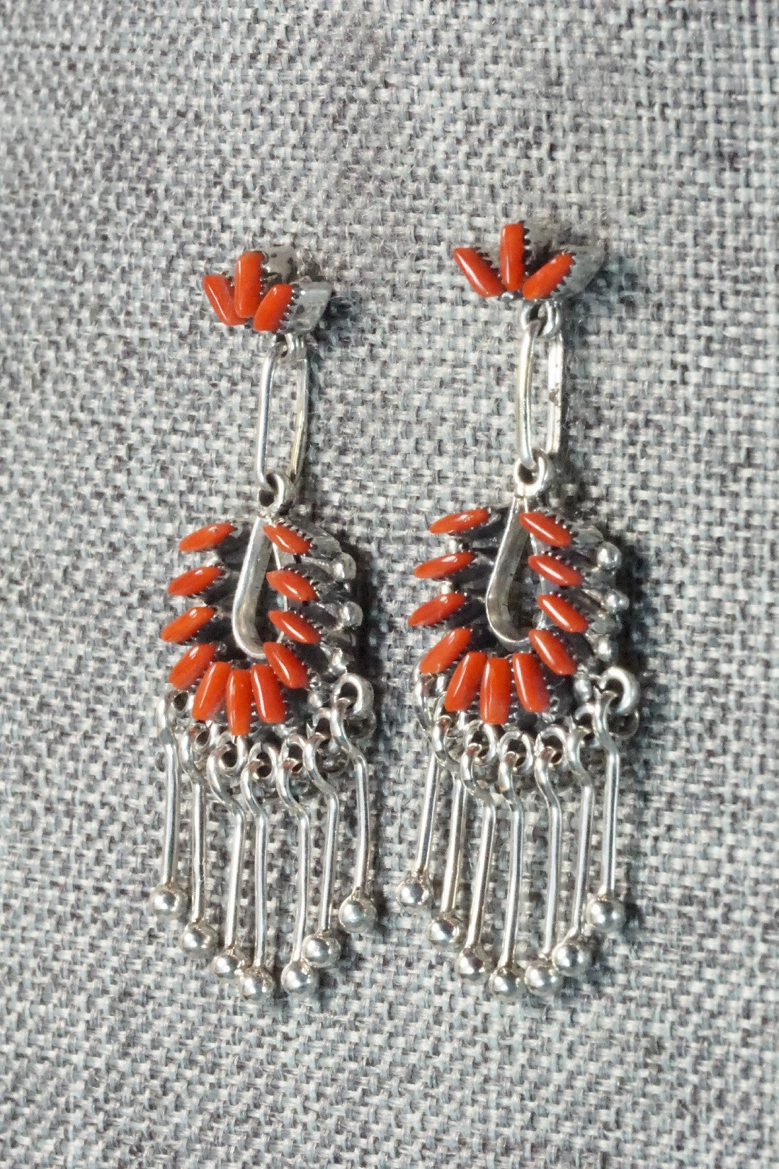 Coral & Sterling Silver Earrings - Mildred Ukestine