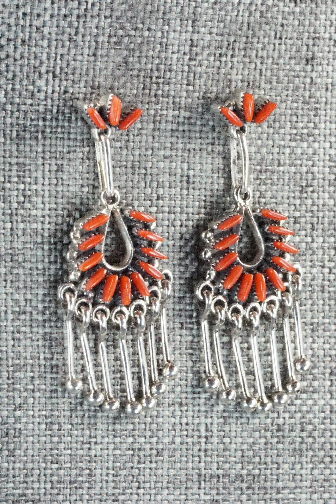 Coral & Sterling Silver Earrings - Mildred Ukestine