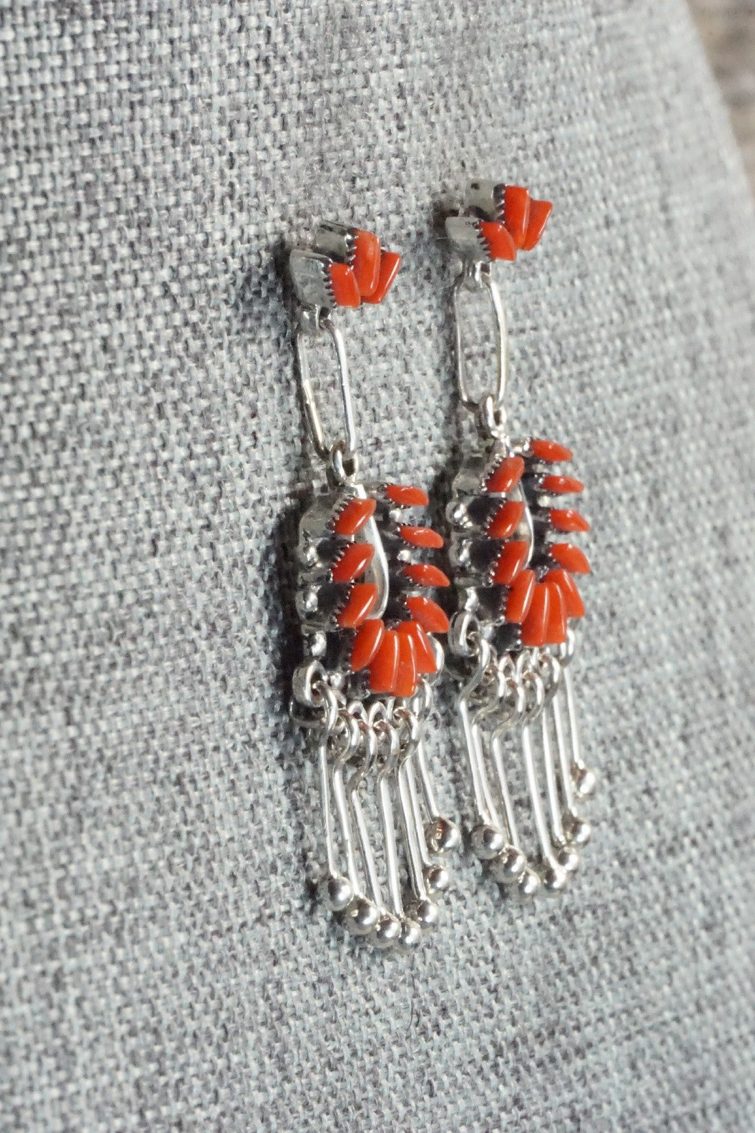 Coral & Sterling Silver Earrings - Mildred Ukestine