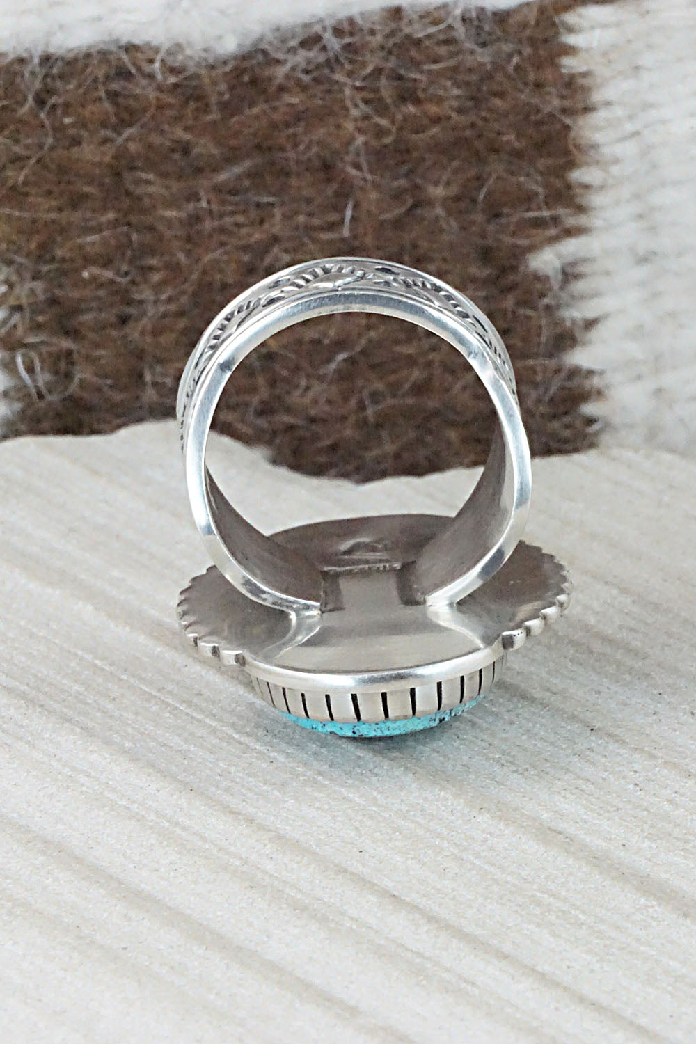 Turquoise & Sterling Silver Ring - Benny Ramon - Size 13