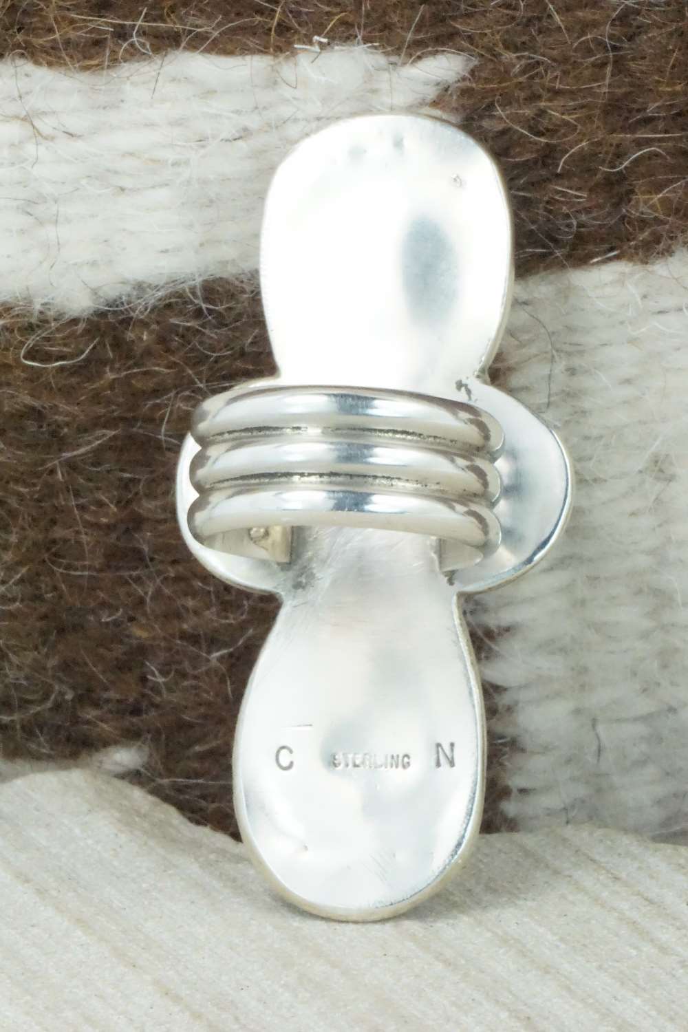 Spiny Oyster, Turquoise & Sterling Silver Ring - Cris Nez - Size 7.25