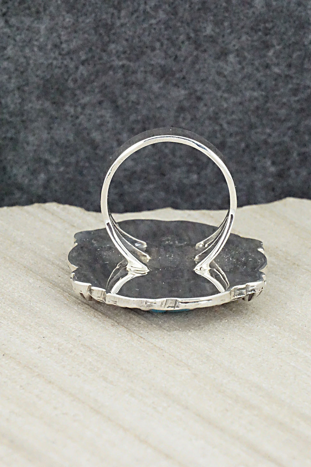Turquoise and Sterling Silver Ring - Harold Becenti - Size 7.5