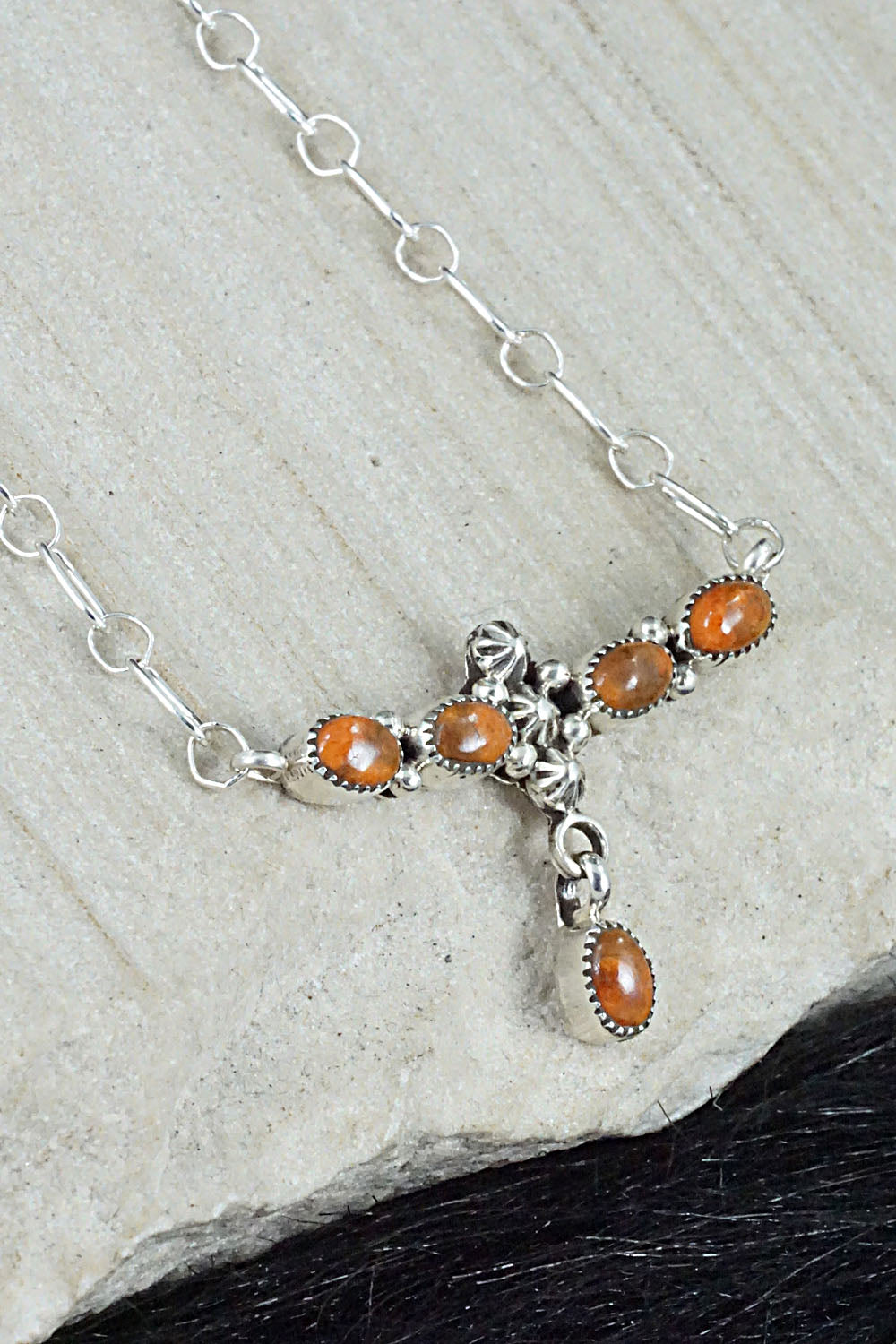 Sponge Coral & Sterling Silver Necklace - Loretta Smith