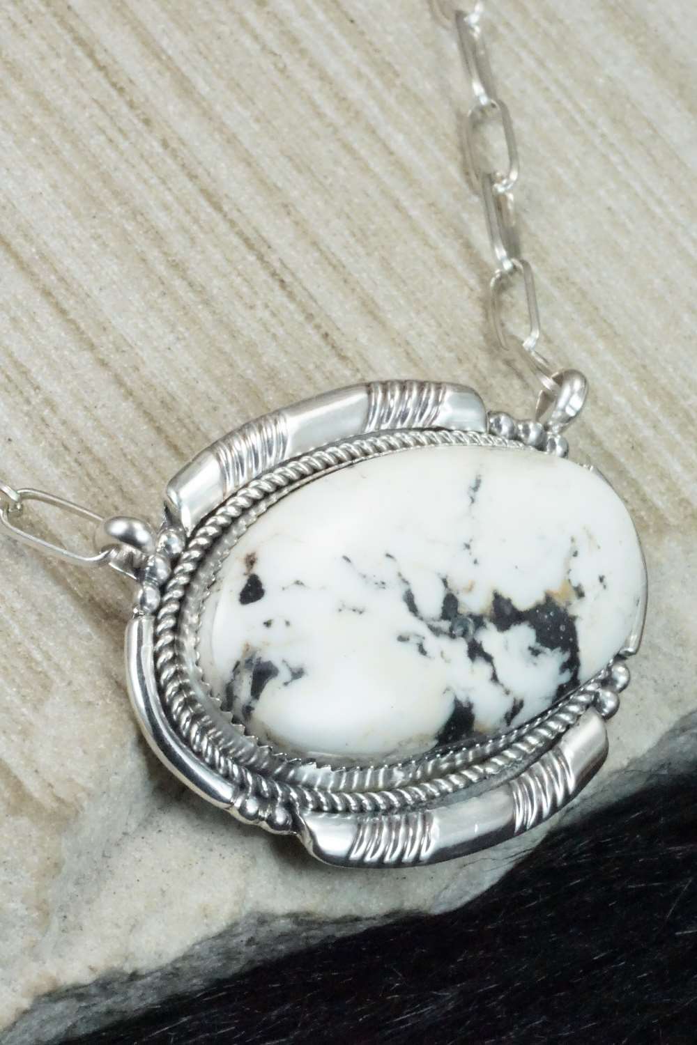 White Buffalo and Sterling Silver Necklace - Kenny Calavaza