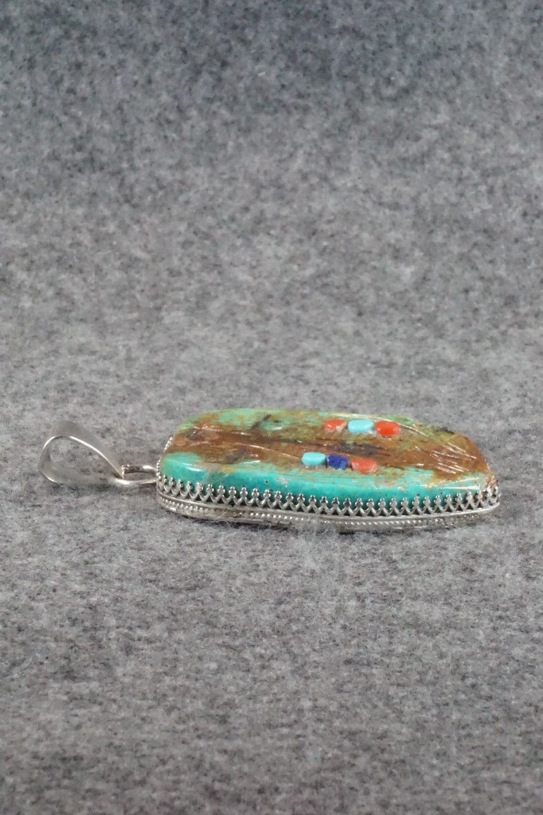 Turquoise and Sterling Silver Corn Maiden Pendant - Gloria Chattin