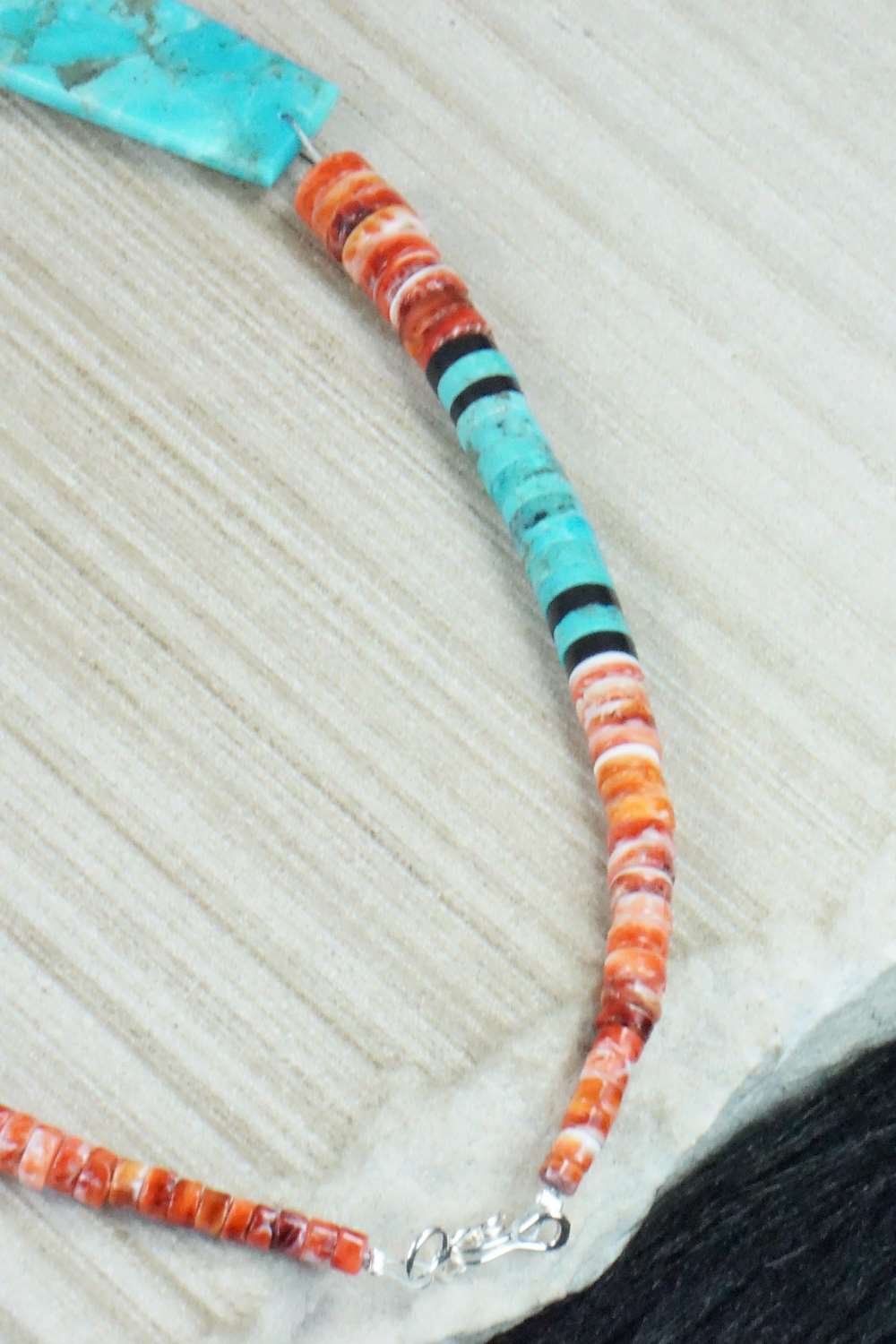 Turquoise & Spiny Oyster Necklace - Lupe Lovato