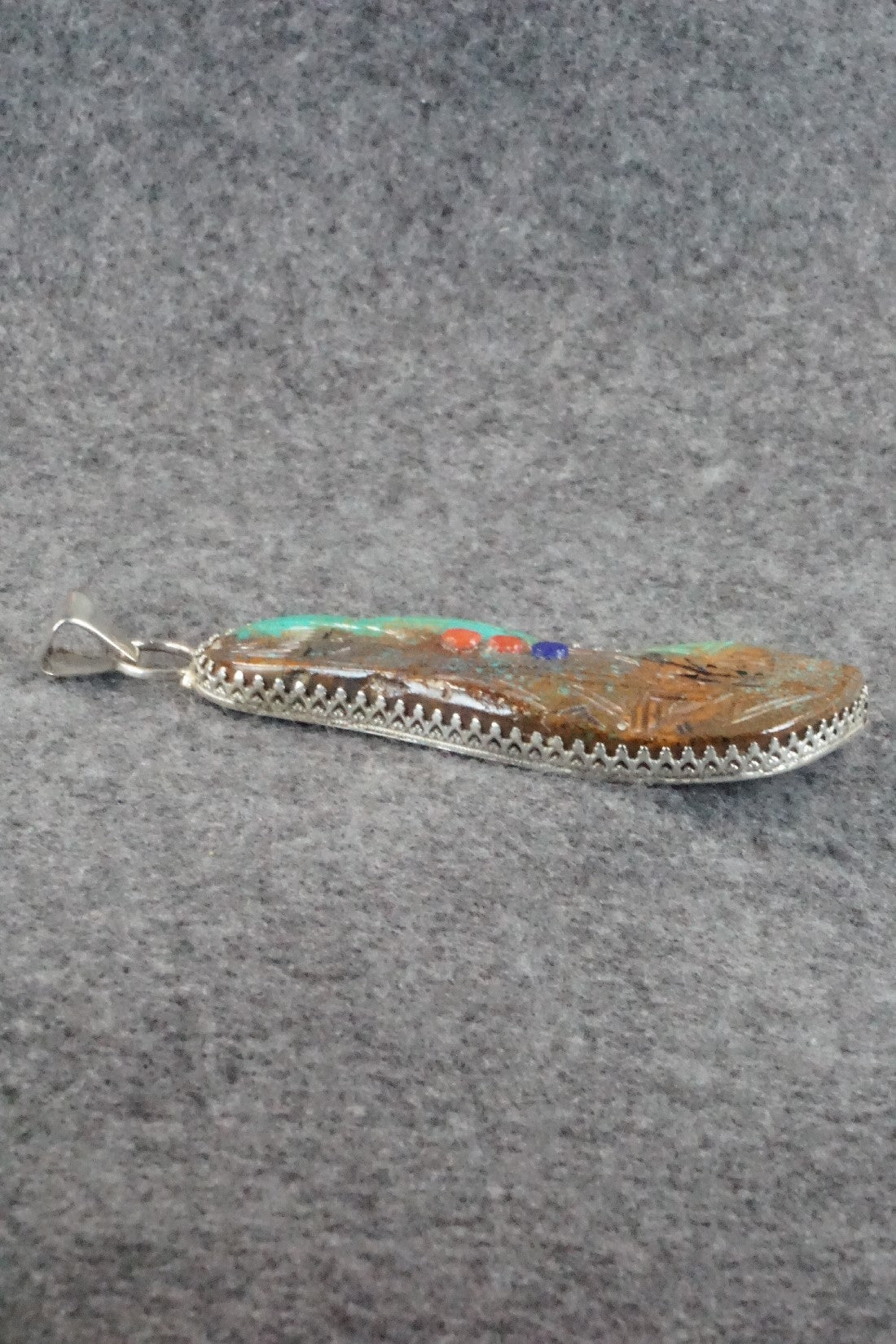 Turquoise and Sterling Silver Corn Maiden Pendant - Gloria Chattin