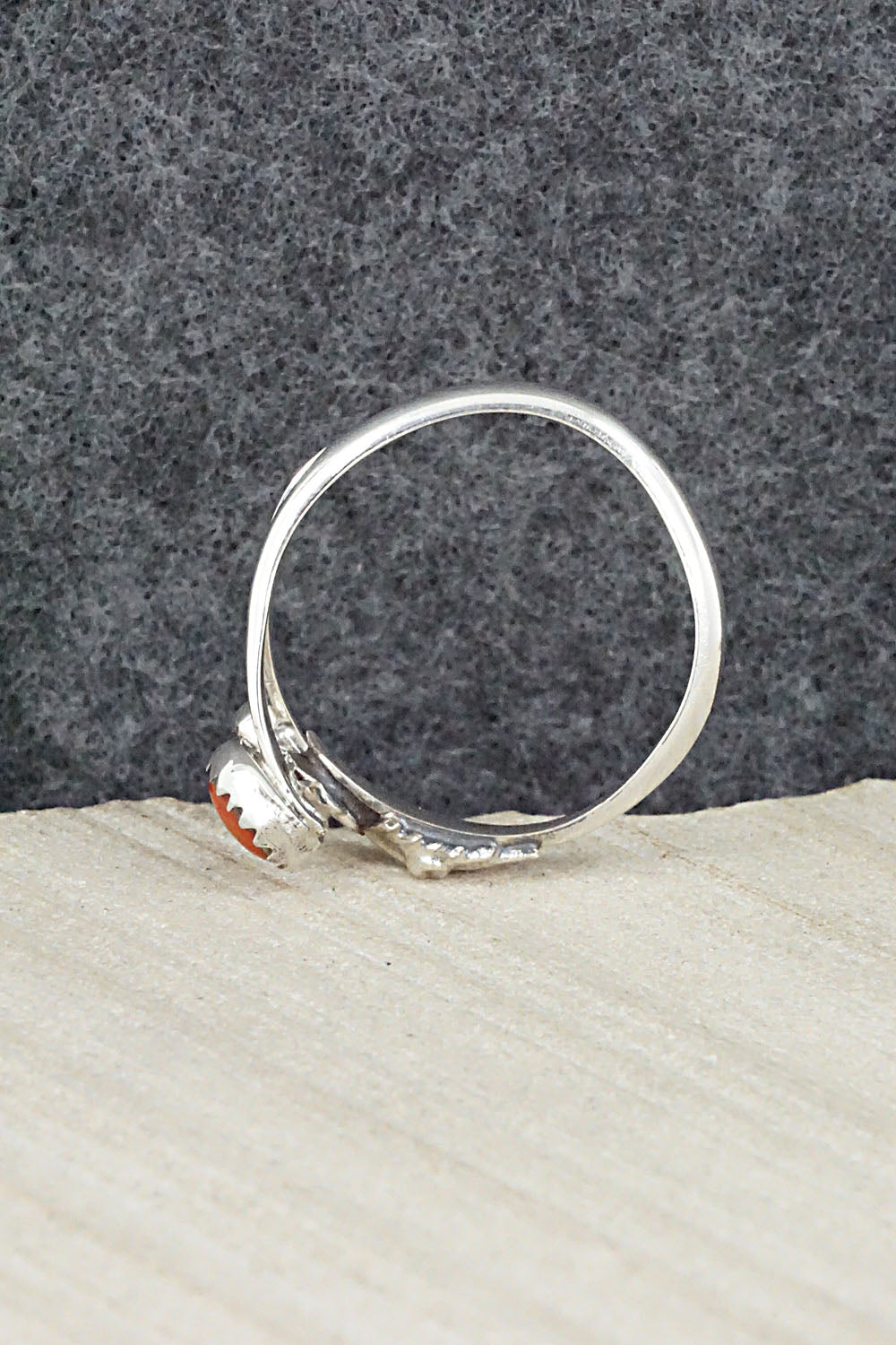 Coral & Sterling Silver Ring - Harris Largo - Size 11