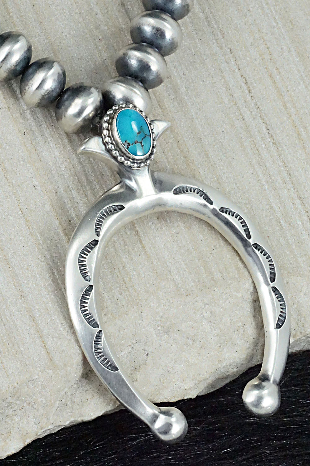 Turquoise & Sterling Silver Navajo Pearl Necklace - Jan Mariano