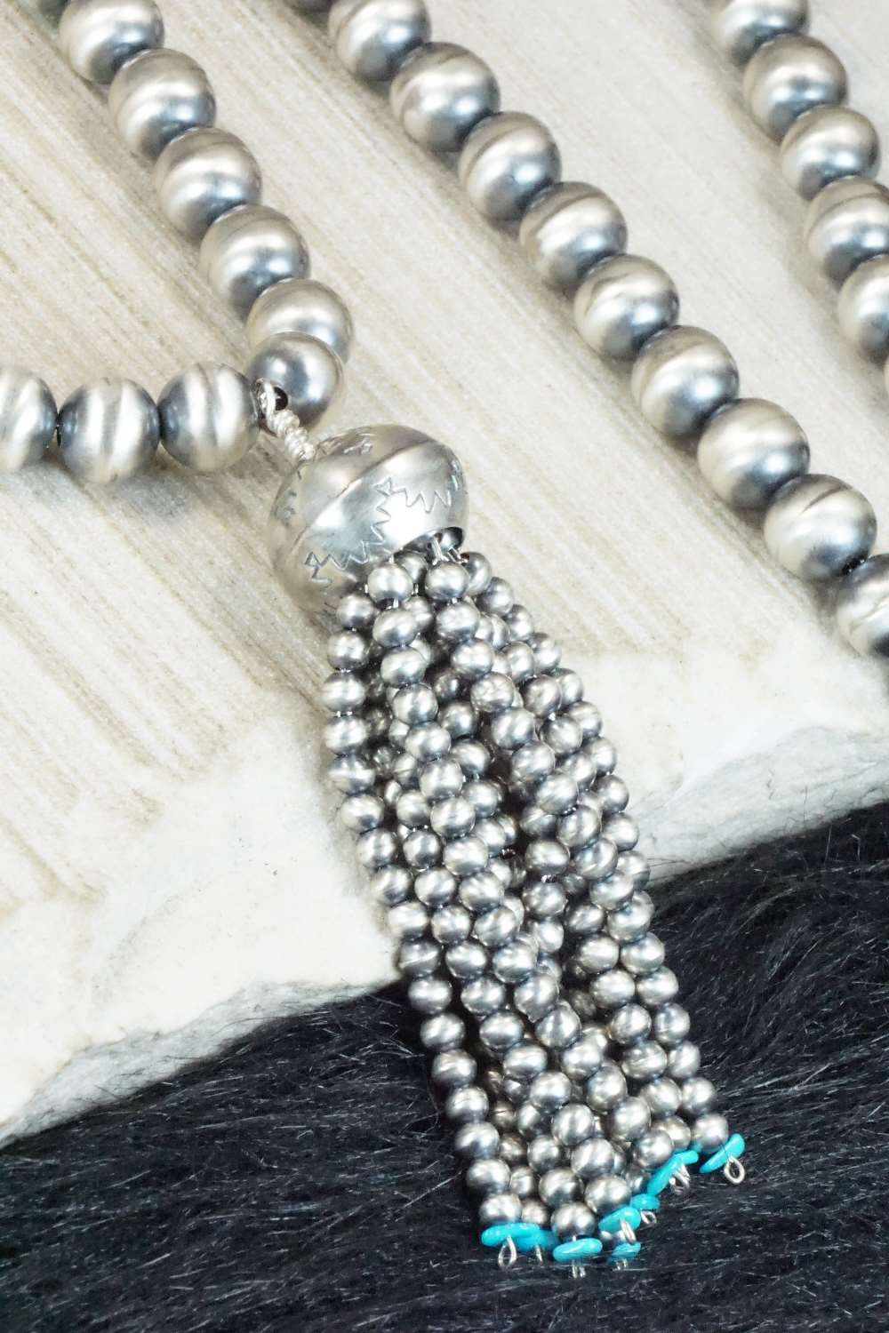 Turquoise and Sterling Silver Navajo Pearl Necklace - Jan Mariano