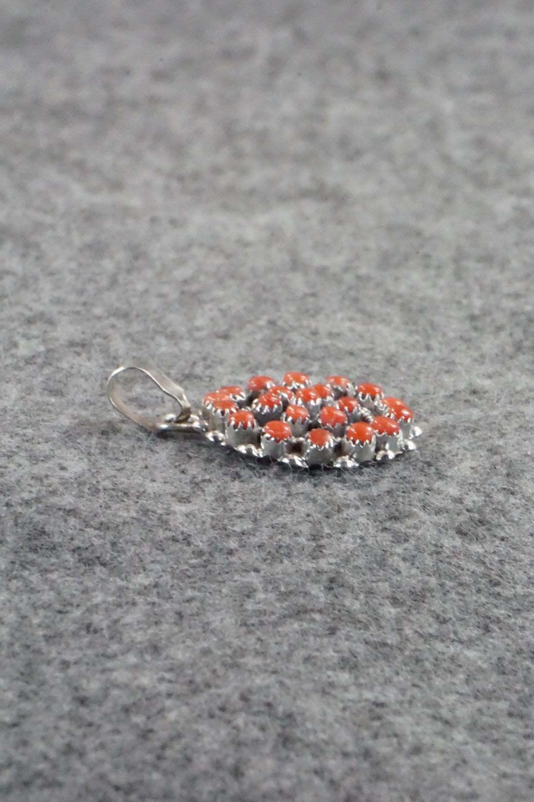 Coral & Sterling Silver Pendant - Lorencita Walela