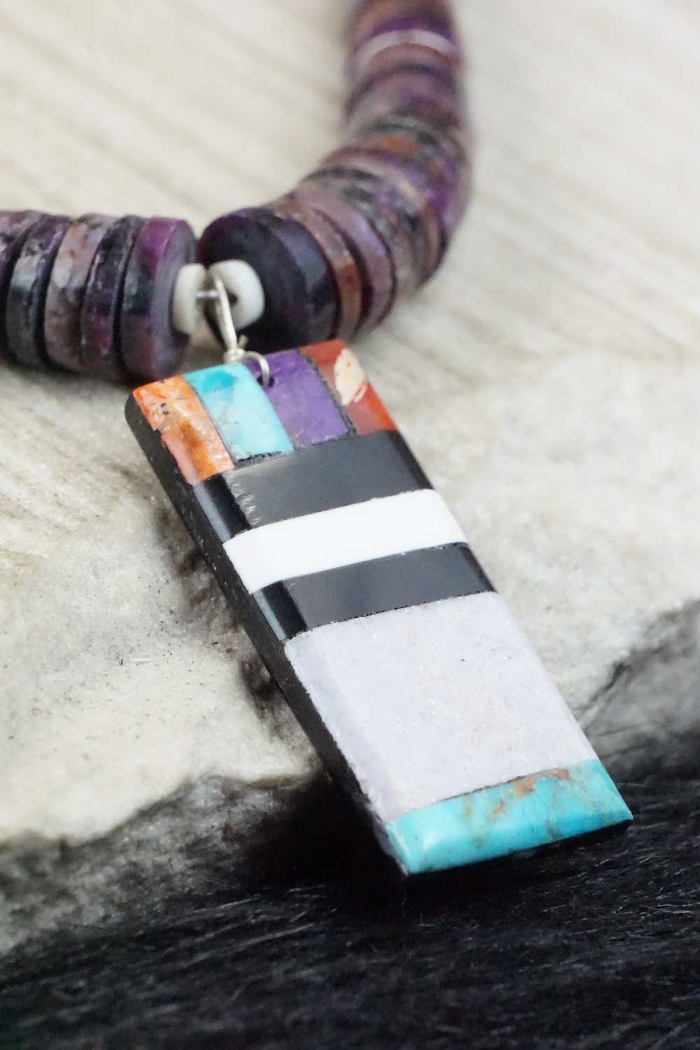Spiny Oyster Necklace & Multi Stone Pendant - Torevia Crespin
