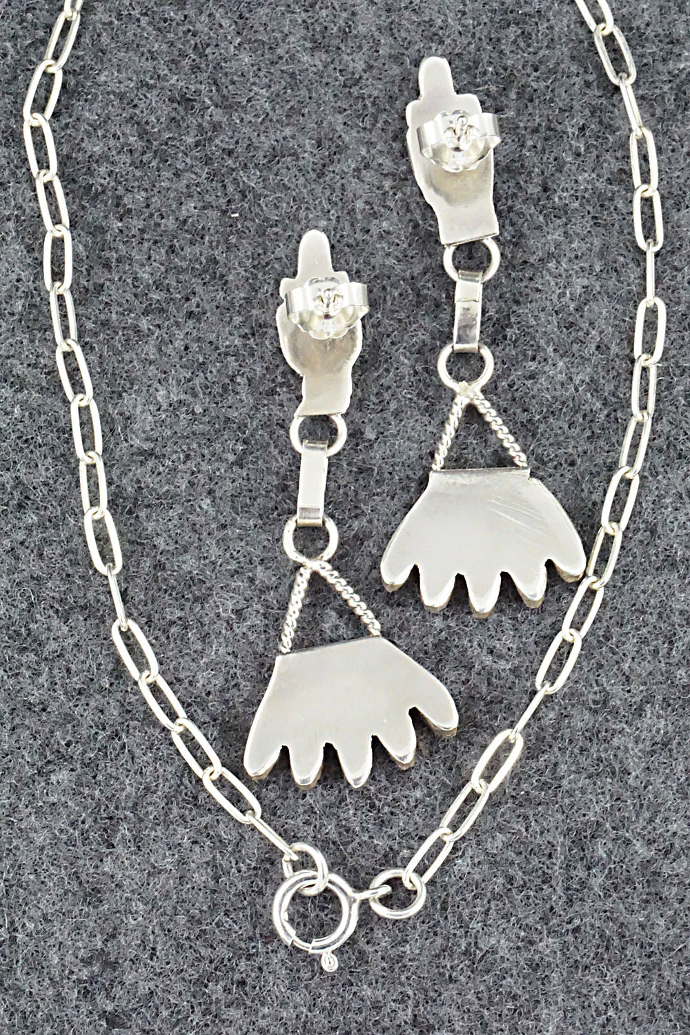 Turquoise & Sterling Silver Necklace and Earrings Set - Evonne Hustito
