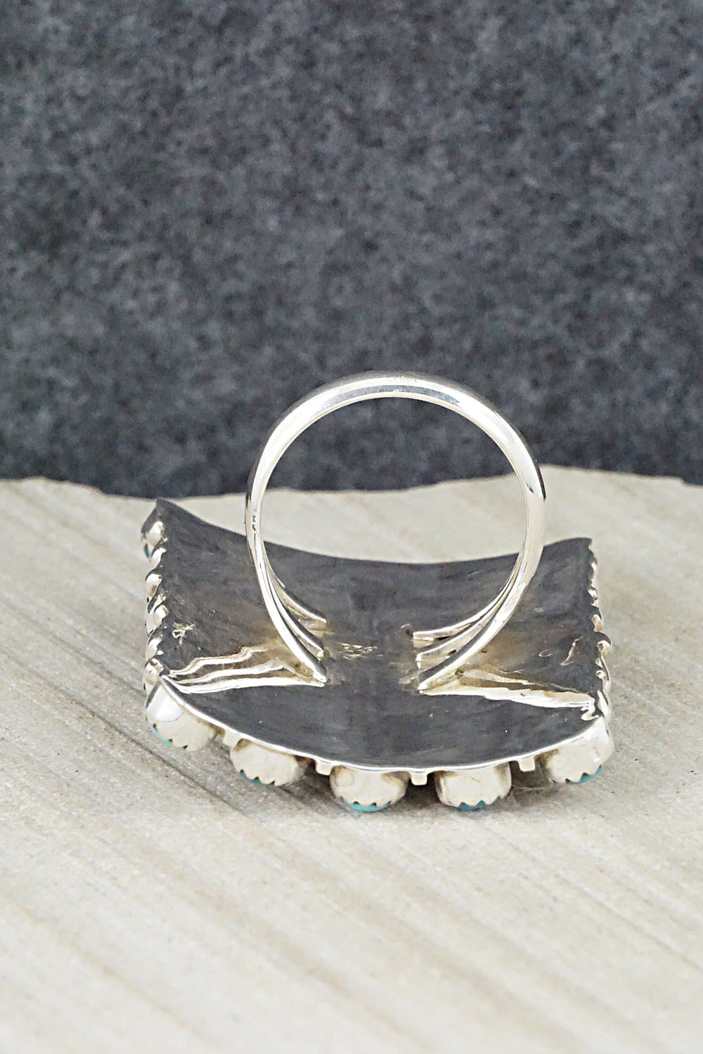 Turquoise & Sterling Silver Ring - Roberta Begay - Size 7.75
