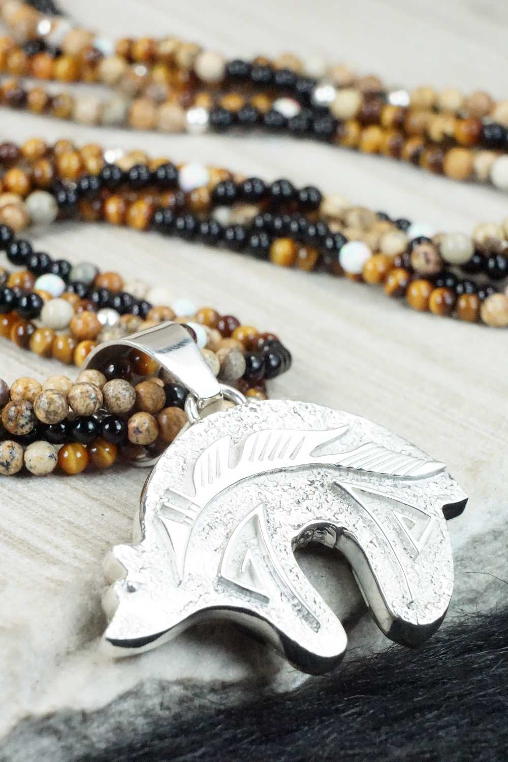 Multi Stone & Sterling Silver Necklace - Charlie Bowie