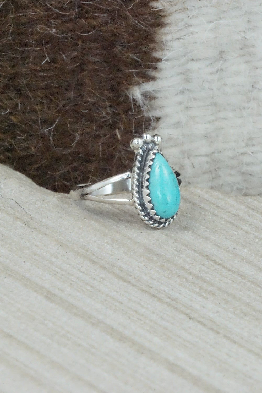 Turquoise & Sterling Silver Ring - Alice Rose Saunders - Size 7.75
