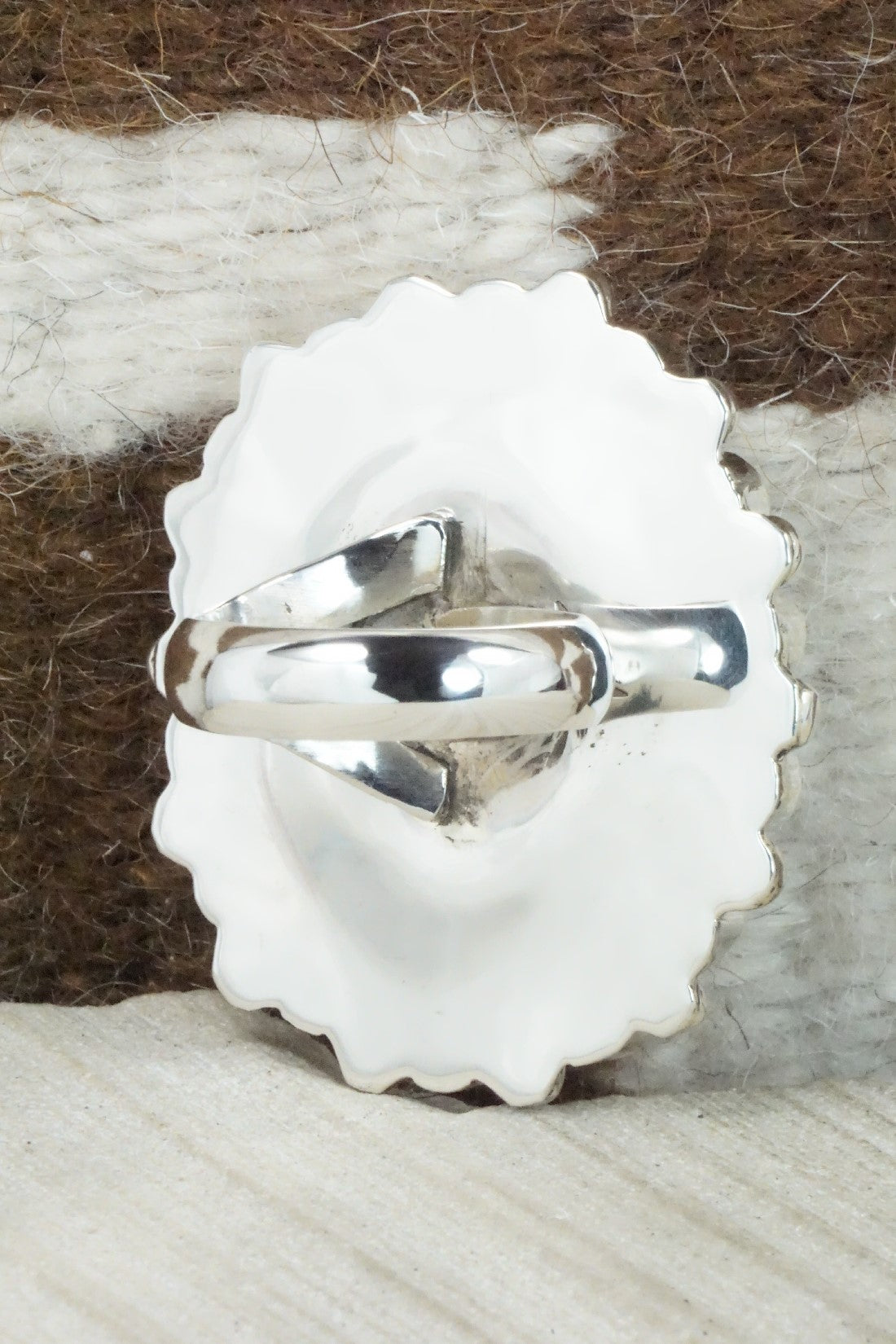 Spiny Oyster & Sterling Silver Ring - Sandra Parkett - Size 7 (Adj.)
