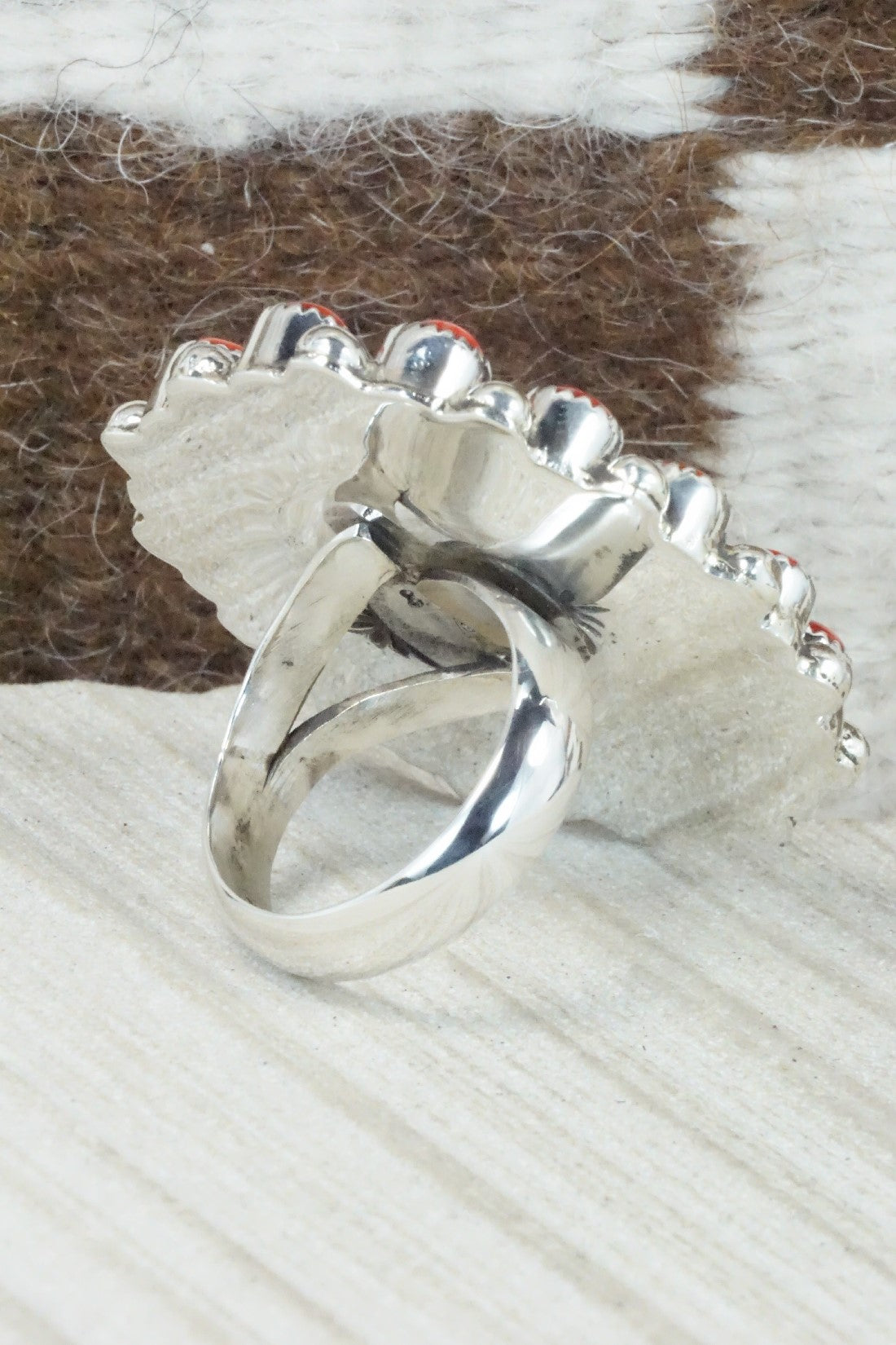 Spiny Oyster & Sterling Silver Ring - Sandra Parkett - Size 7 (Adj.)