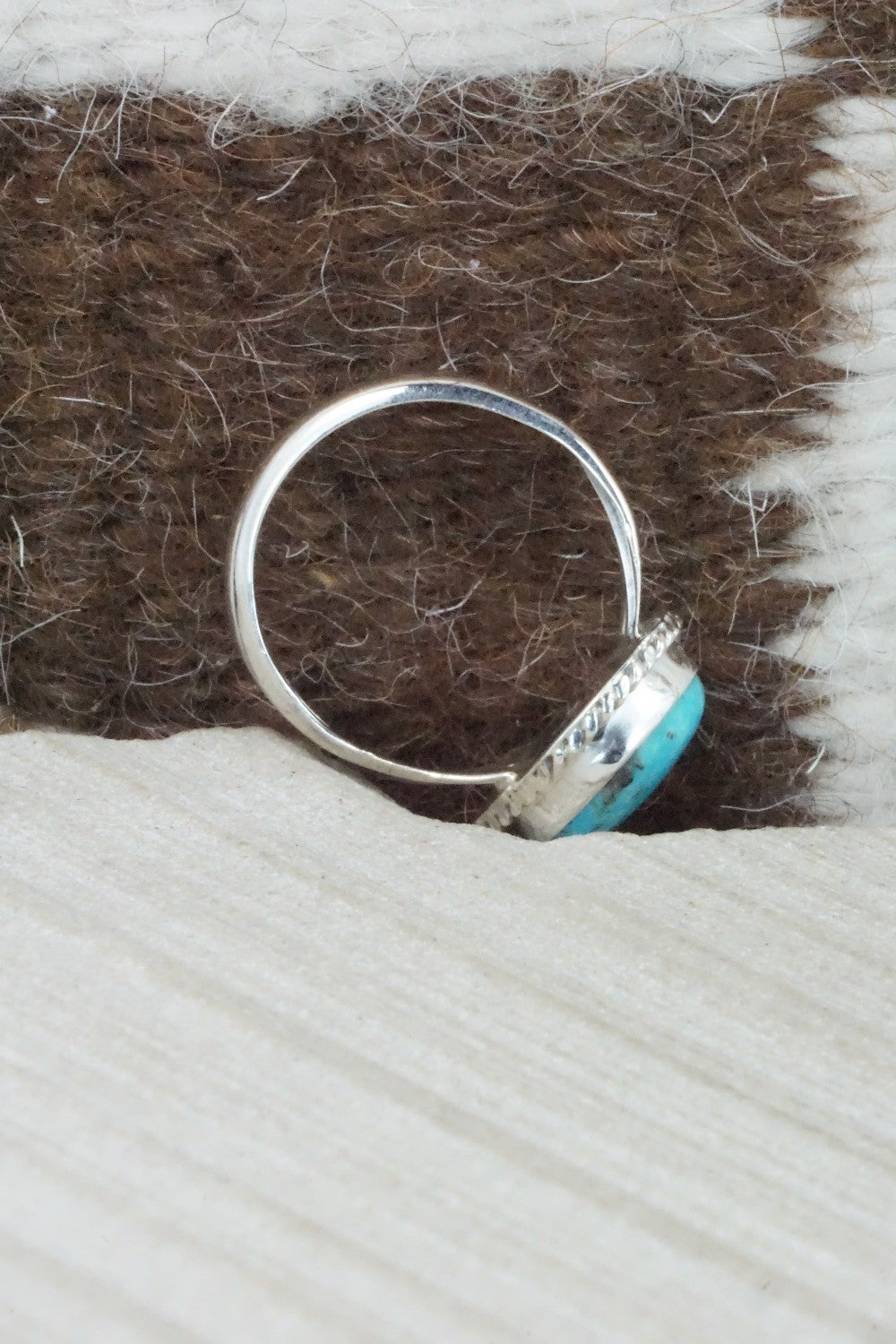 Turquoise & Sterling Silver Ring - Jamie Saunders - Size 8.5
