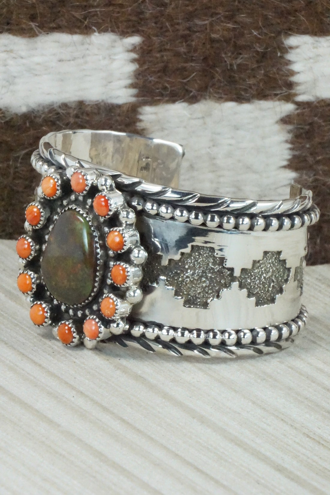 Turquoise, Spiny Oyster & Sterling Silver Bracelet - Sandra Parkett